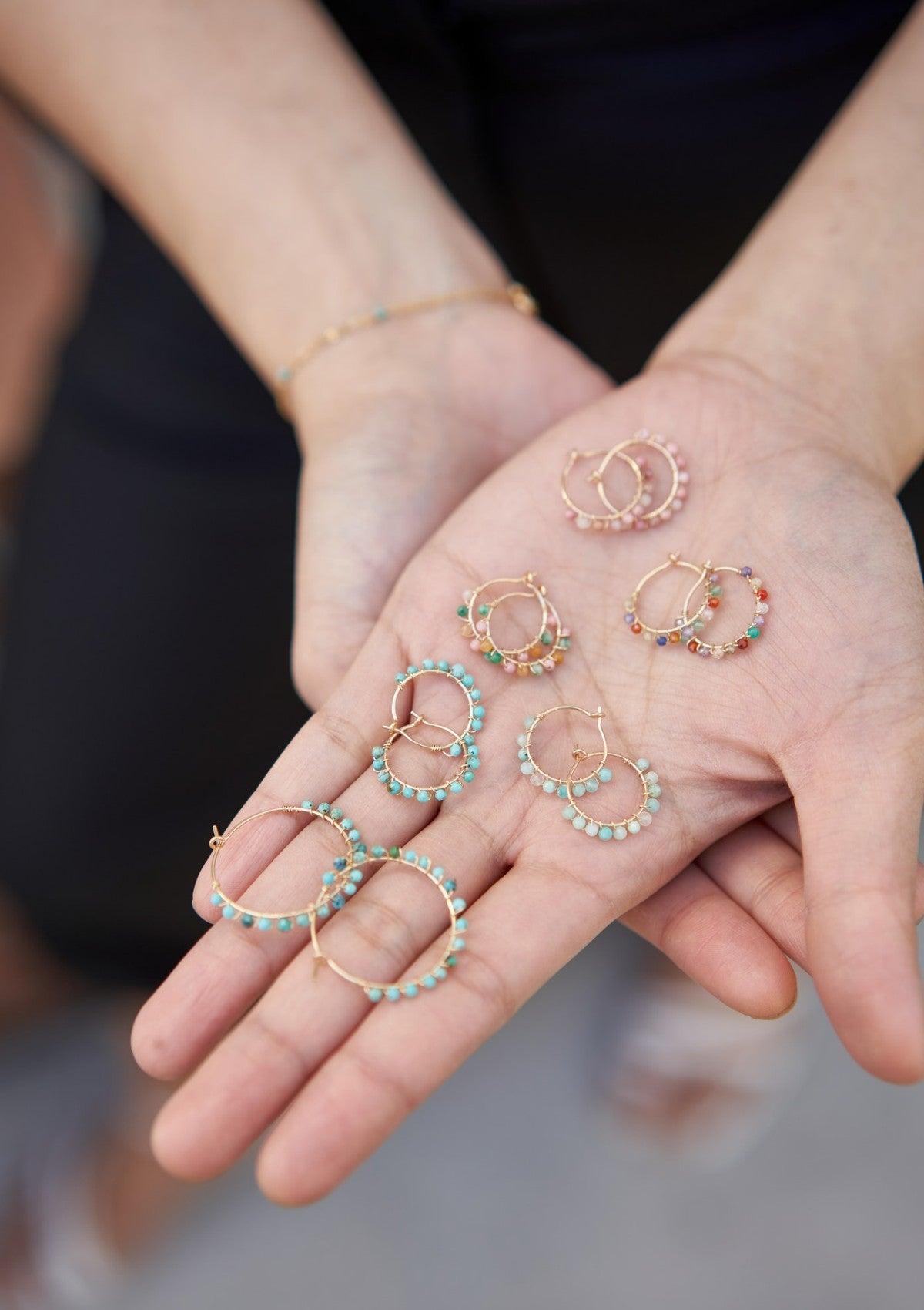 Multi Gem Hoop Earrings ERIJEWELRY