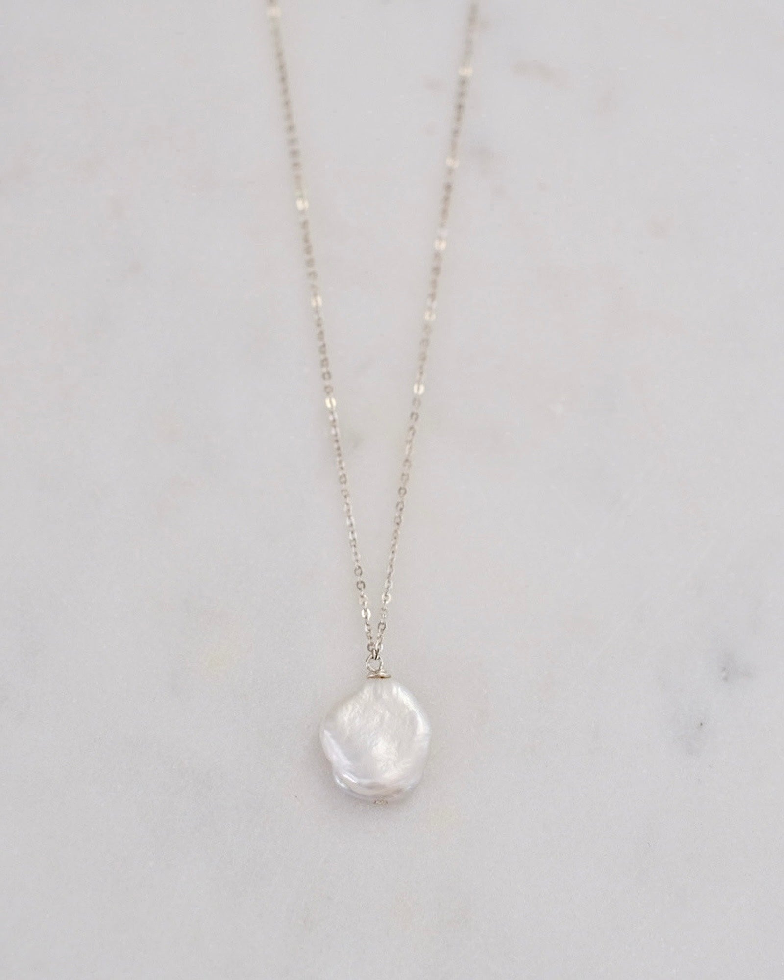 Keshi pearl necklace (Silver) ERIJEWELRY