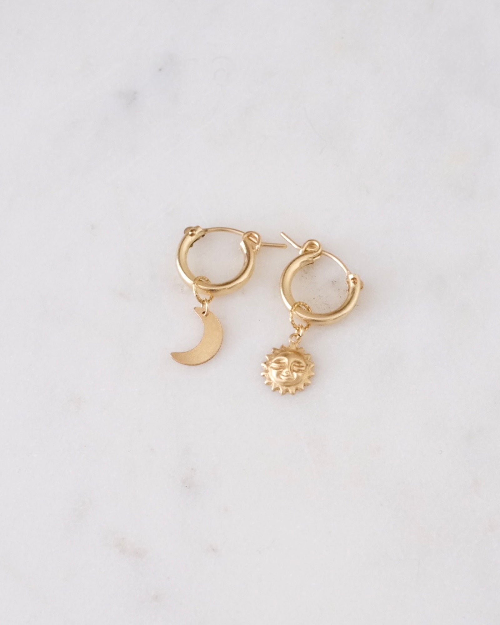 The Sun and Moon Huggie Hoops ERIJEWELRY