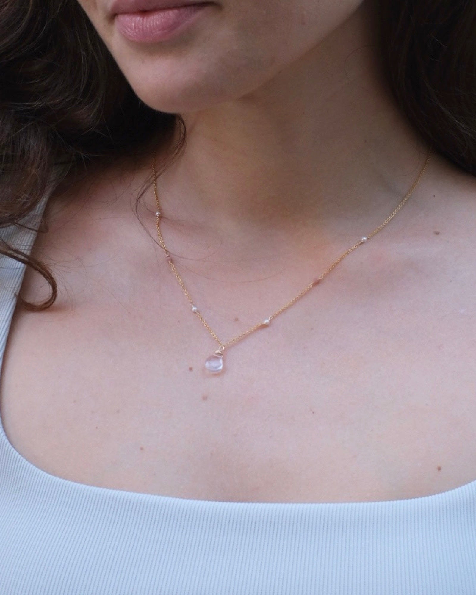 Rose quartz bohemian necklace ERIJEWELRY