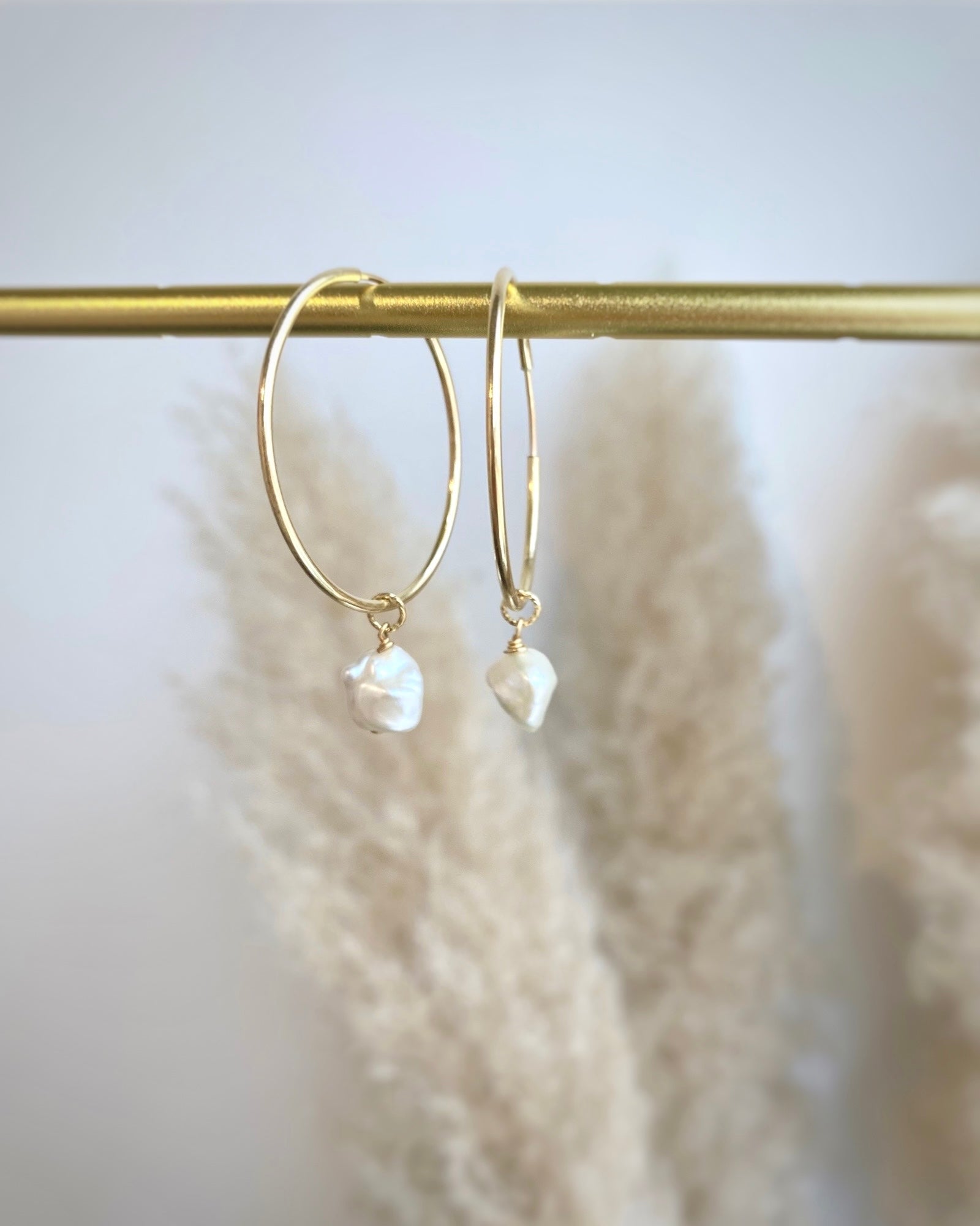 Keshi Pearl Hoop Earrings ERIJEWELRY