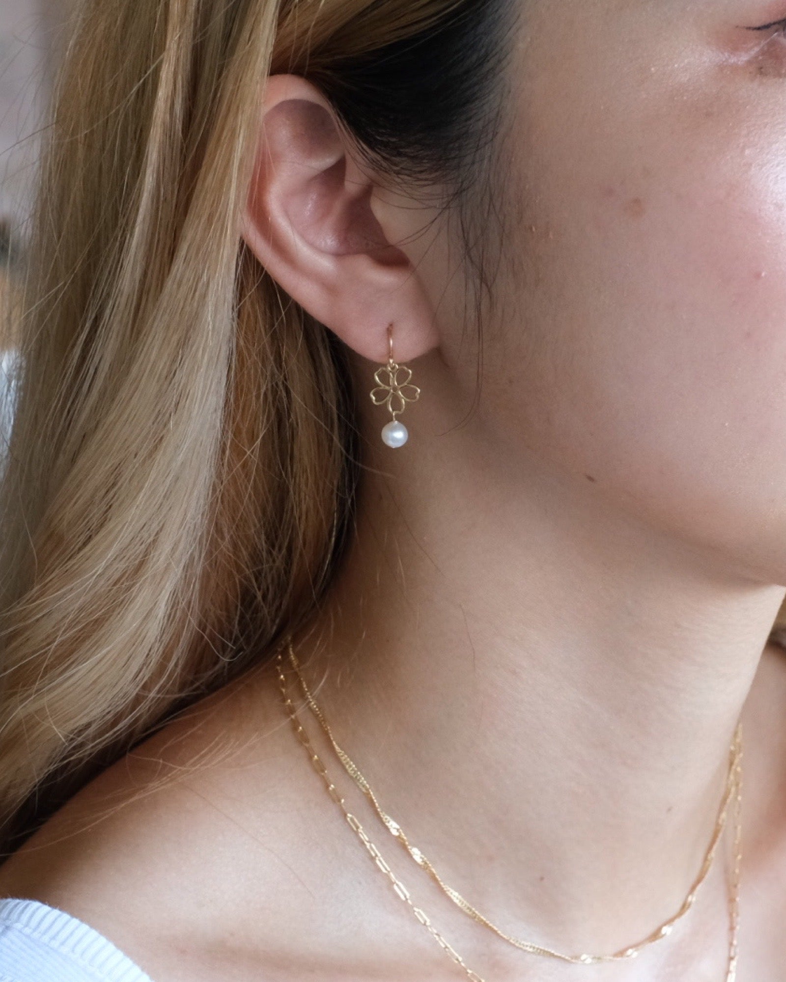 Sakura Pearl Drop Earrings ERIJEWELRY
