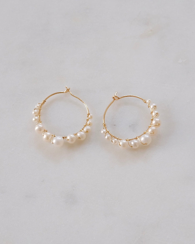 Bubble Pearl Hoop Earrings
