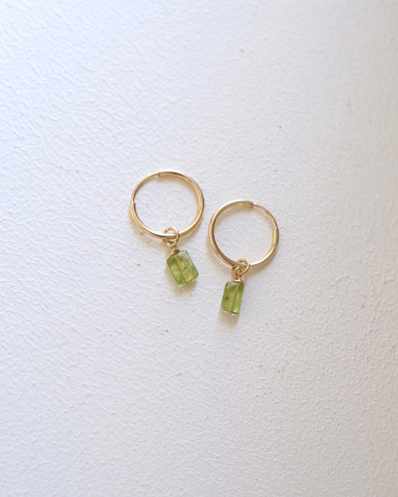 Peridot Square Mini Infinity Hoops ERIJEWELRY