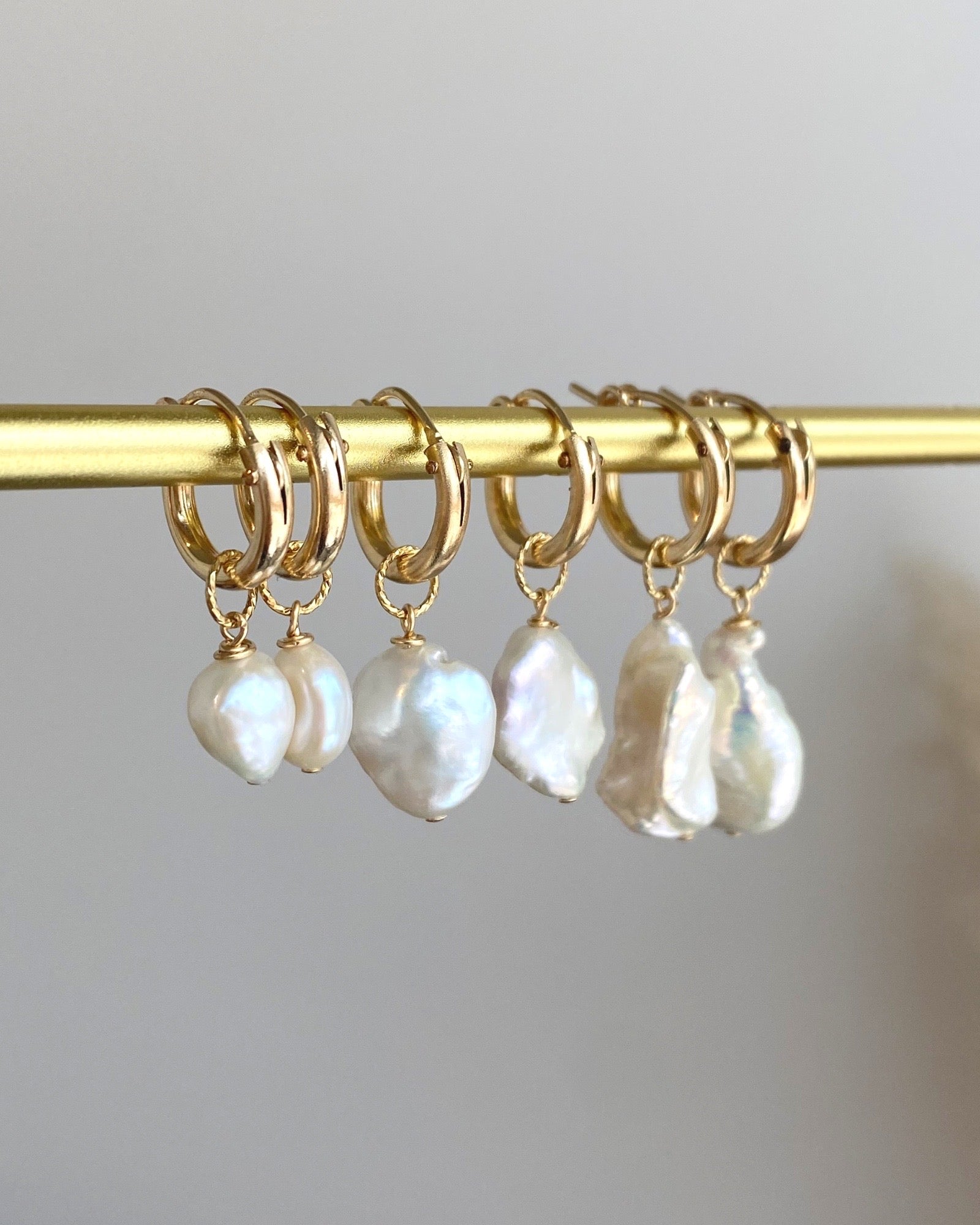 Large Keshi Huggie Hoops ERIJEWELRY