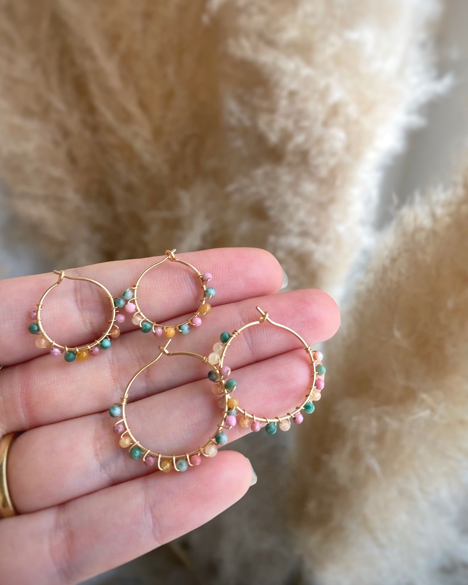 Multi Gem Hoop Earrings ERIJEWELRY