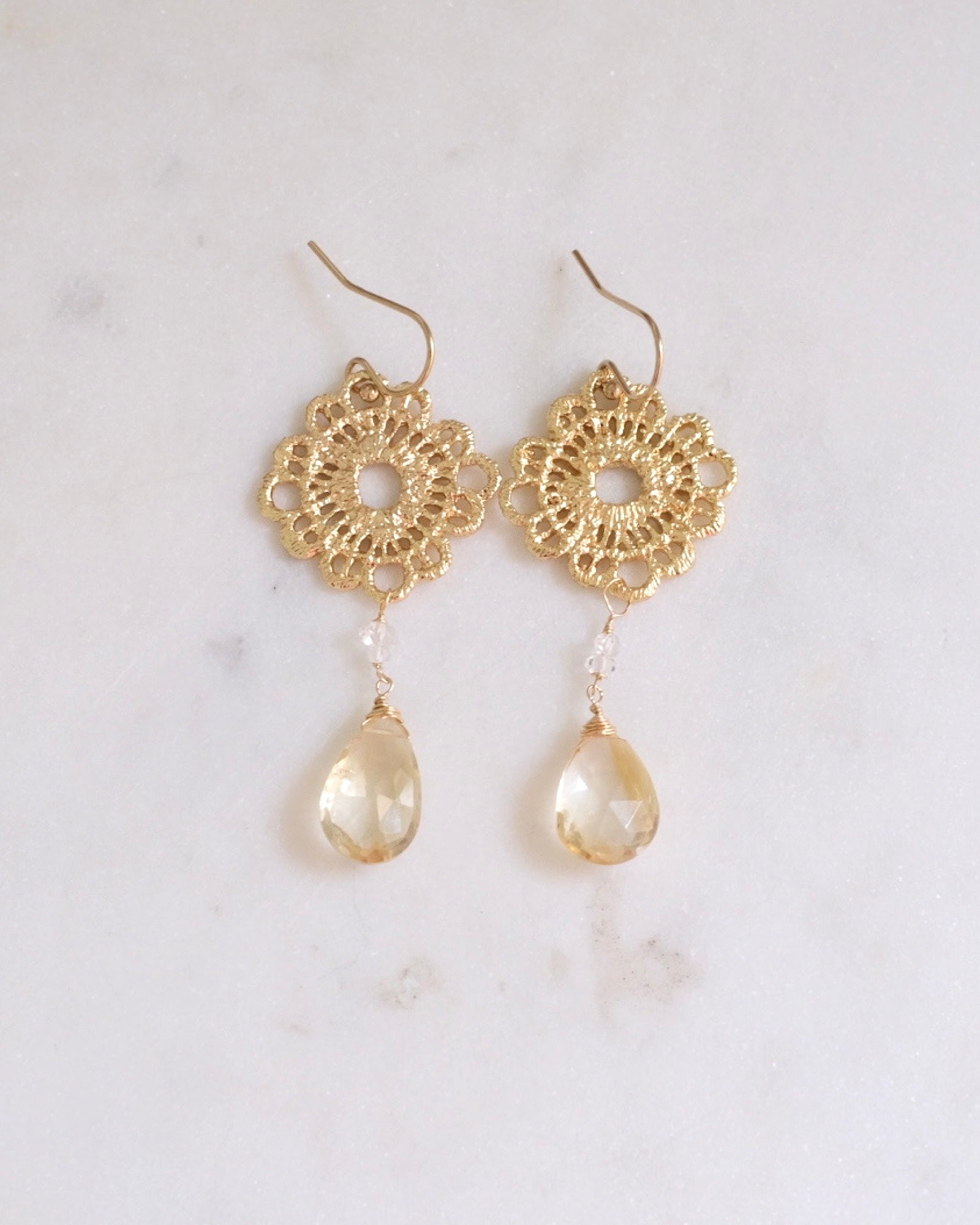 Citrine Flower Earrings ERIJEWELRY