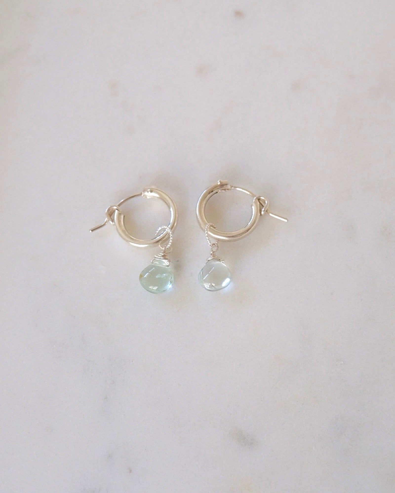 Aquamarine huggie hoop earrings ERIJEWELRY