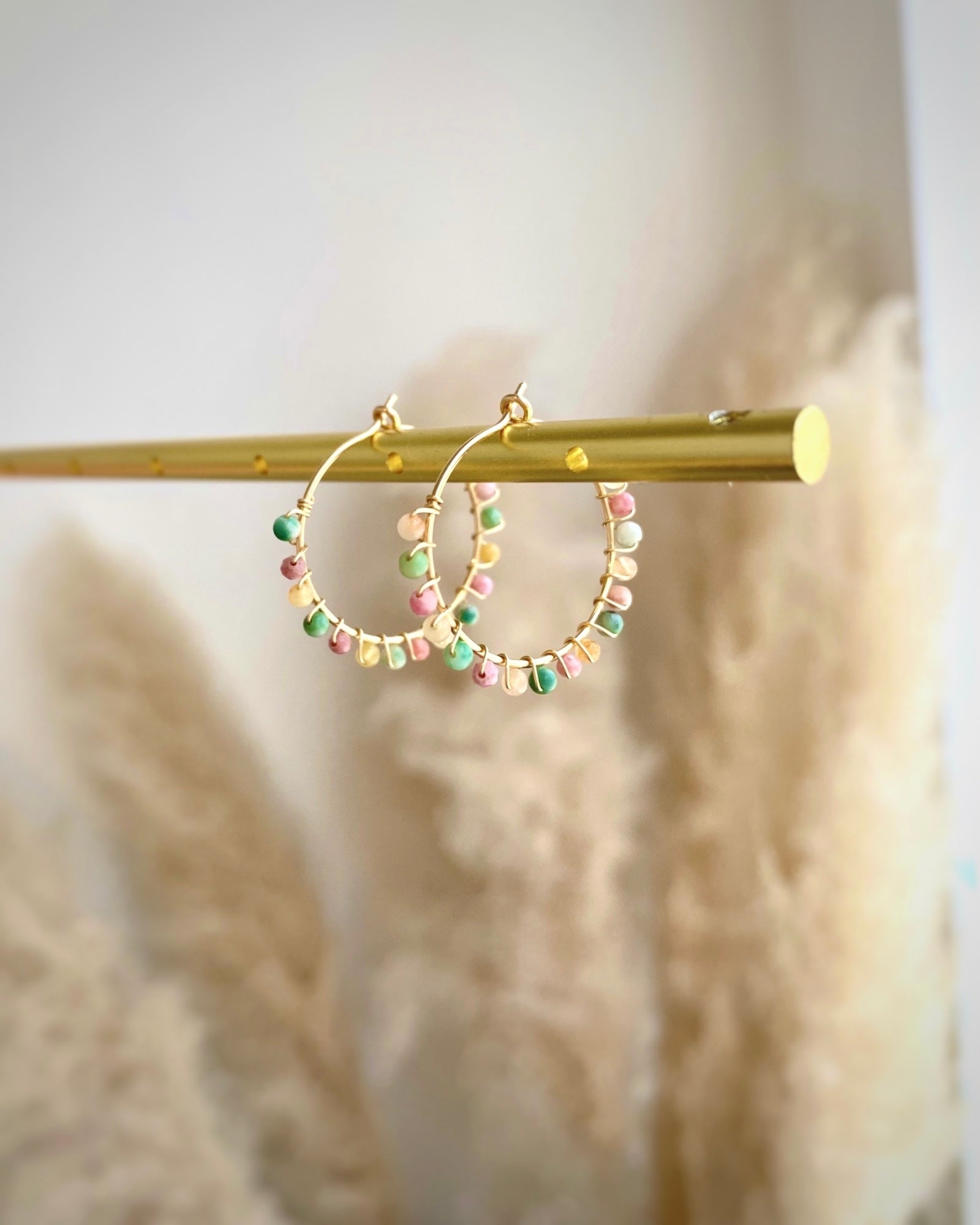 Multi Gem Hoop Earrings ERIJEWELRY