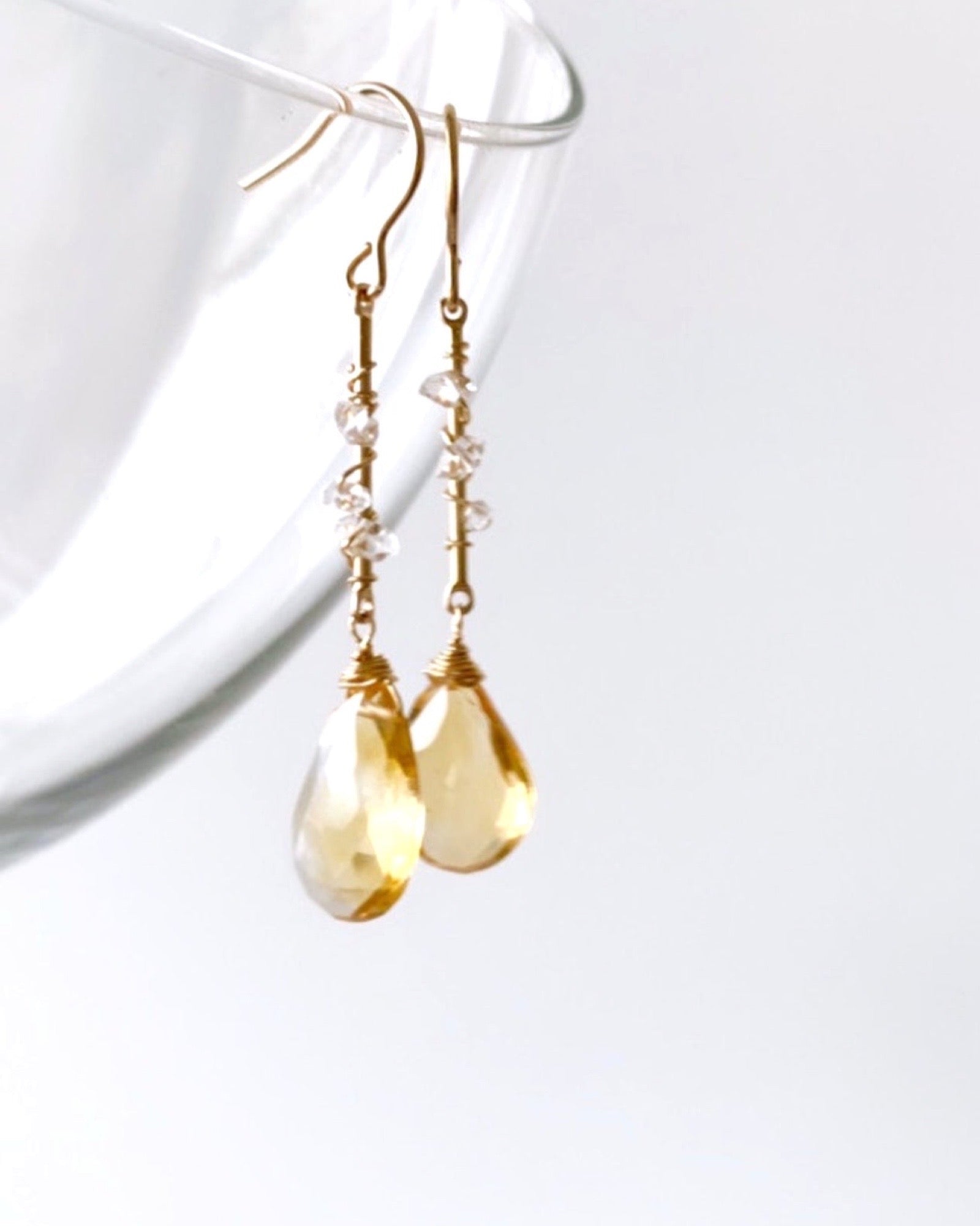 Citrine and Herkimer Diamonds Queen Earrings ERIJEWELRY