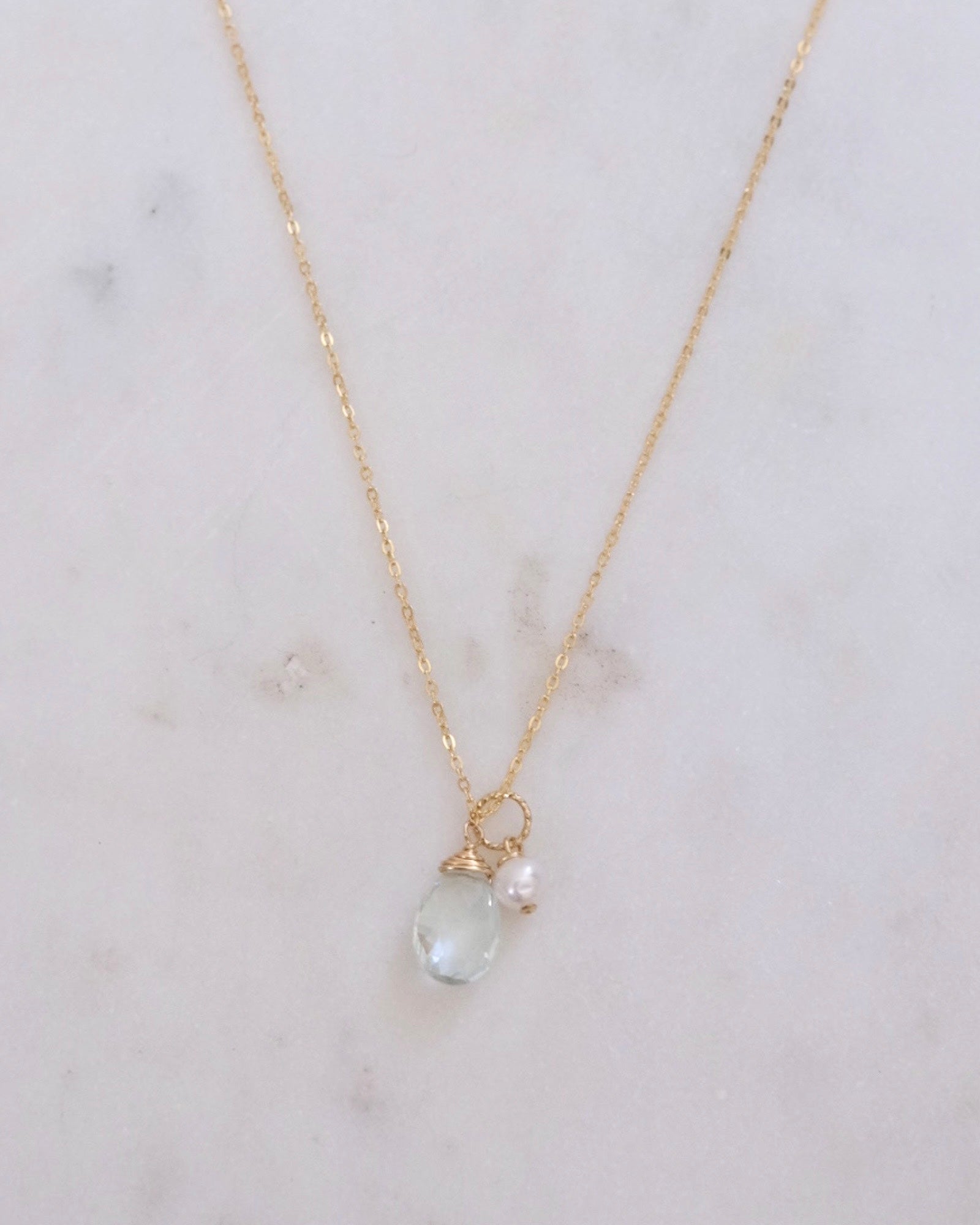 Aquamarine pearl Necklace ERIJEWELRY
