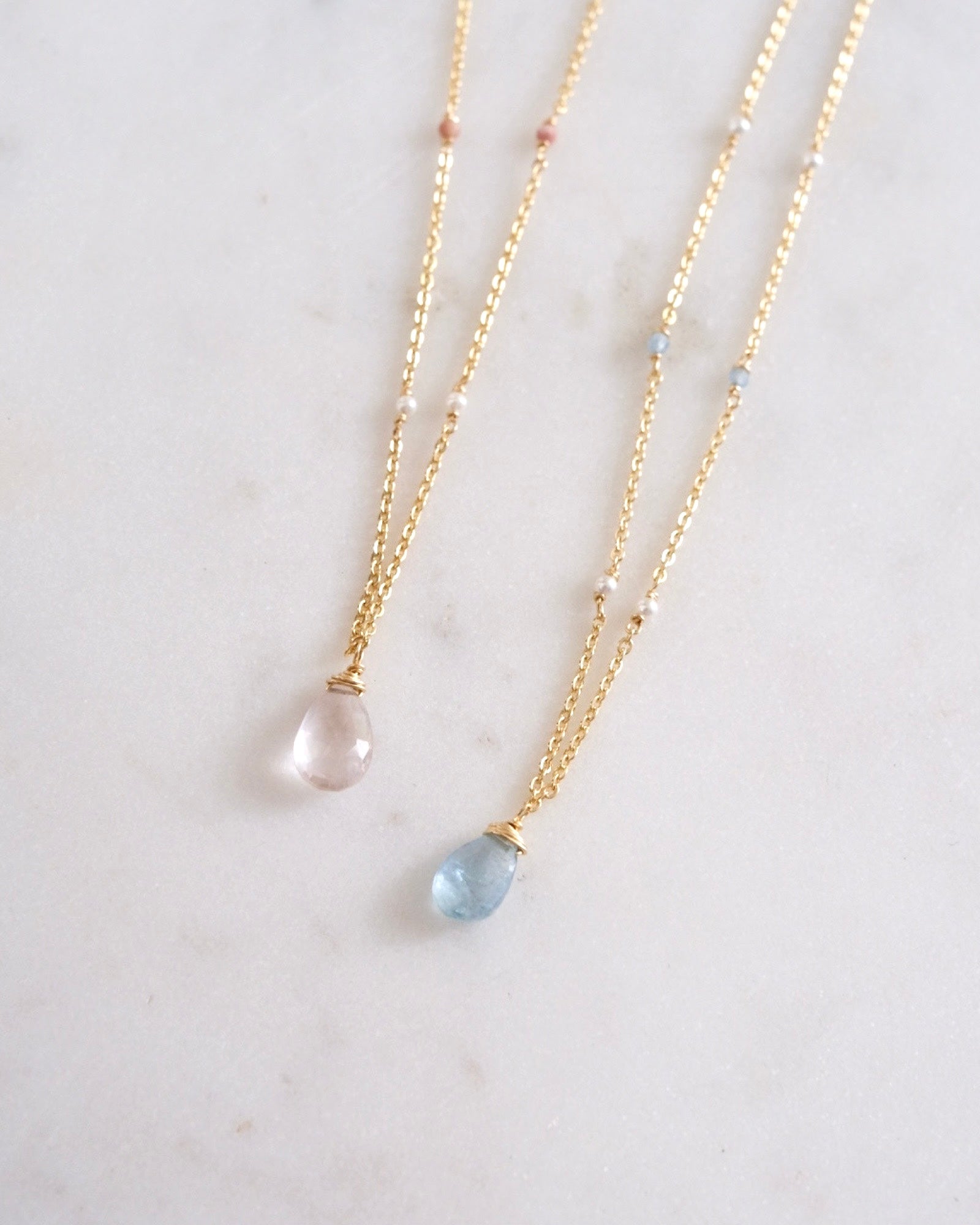 Aquamarine Bohemian Drop Necklace ERIJEWELRY