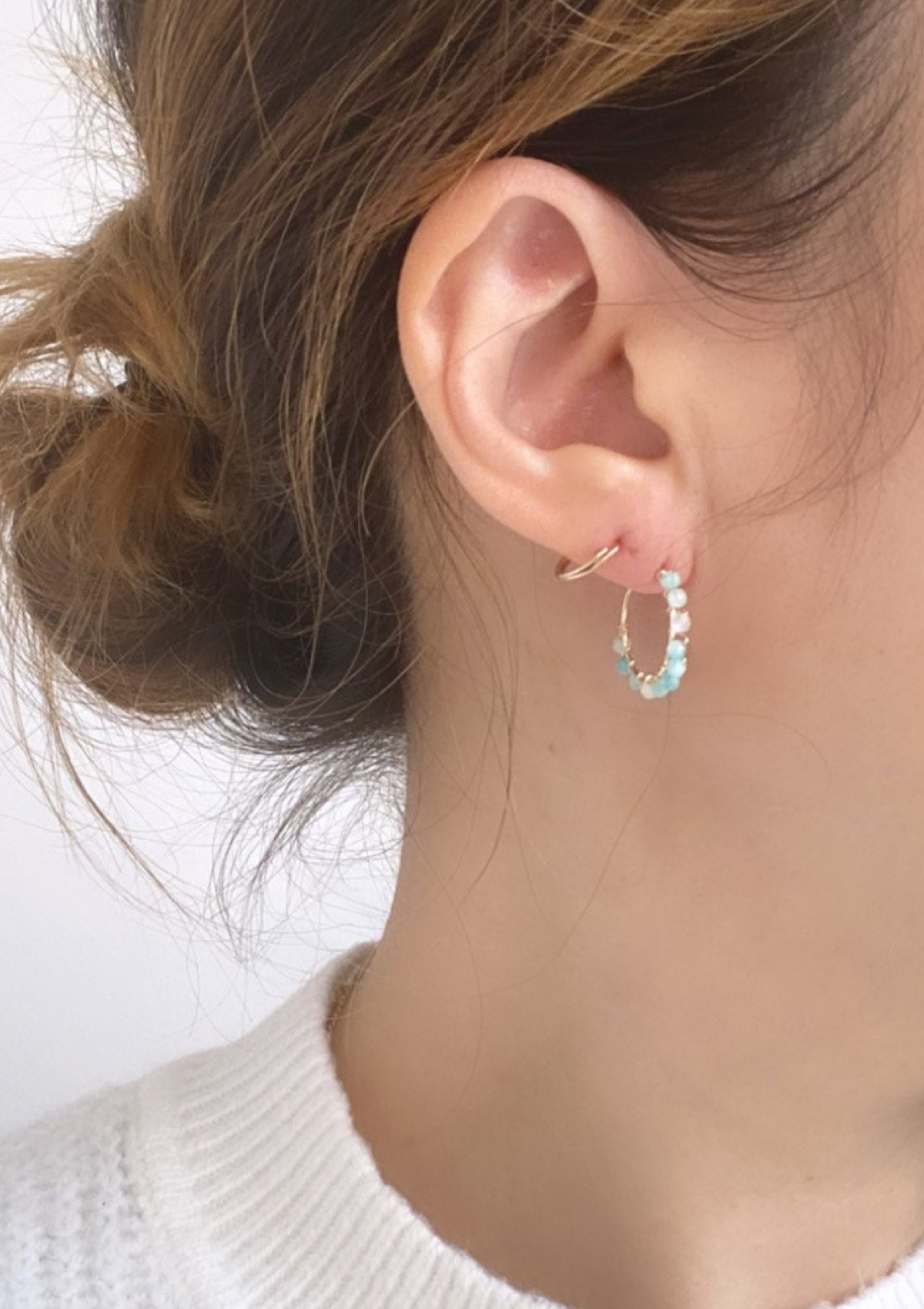 Multi Gem Hoop Earrings ERIJEWELRY