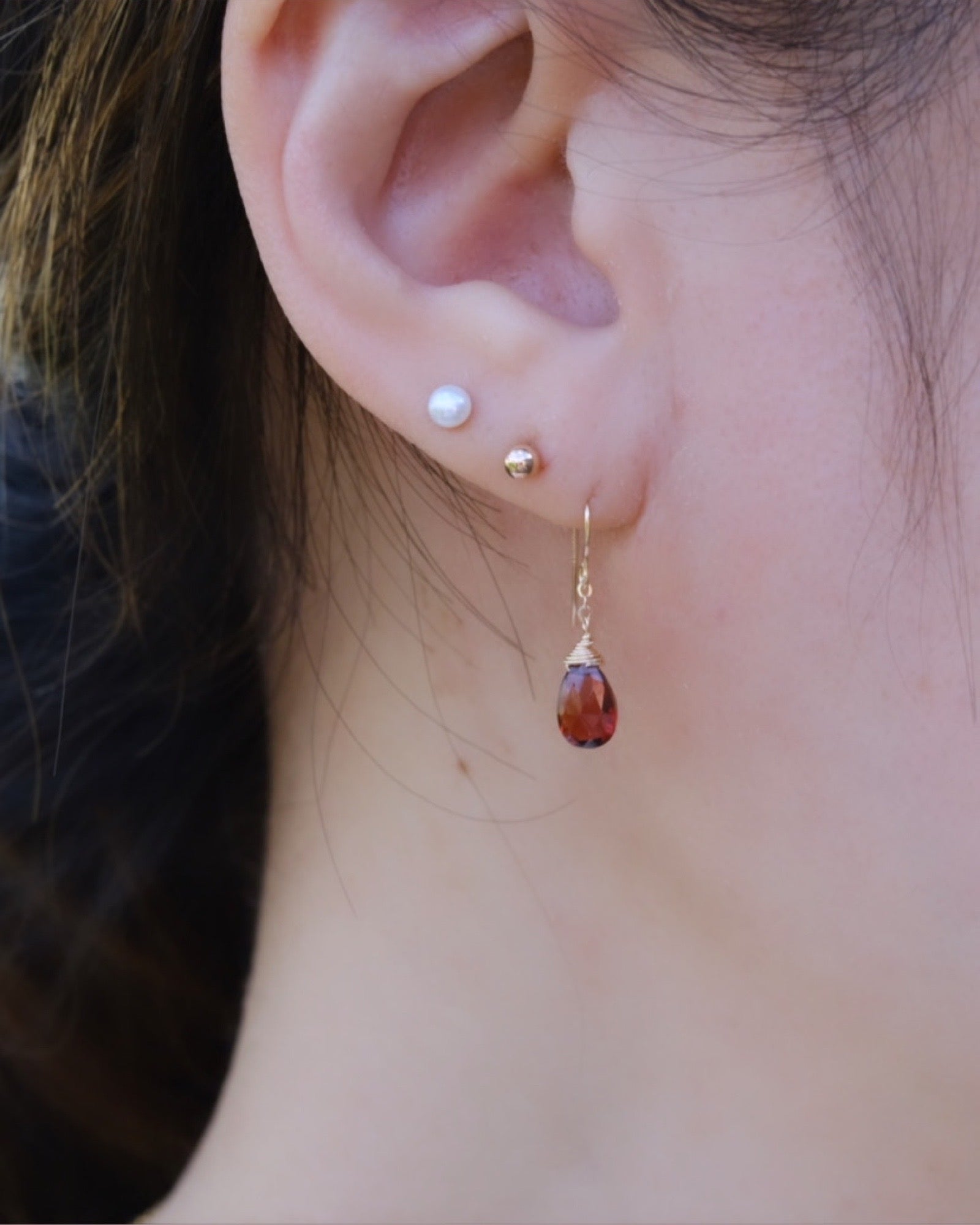 Garnet drop earrings ERIJEWELRY