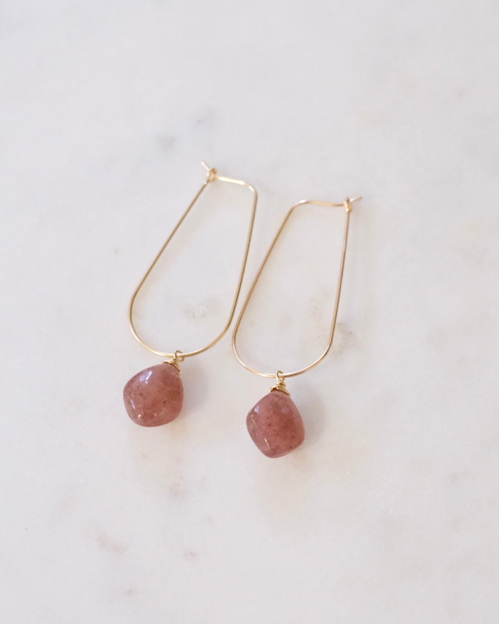 Strawberry quartz U hoops ERIJEWELRY