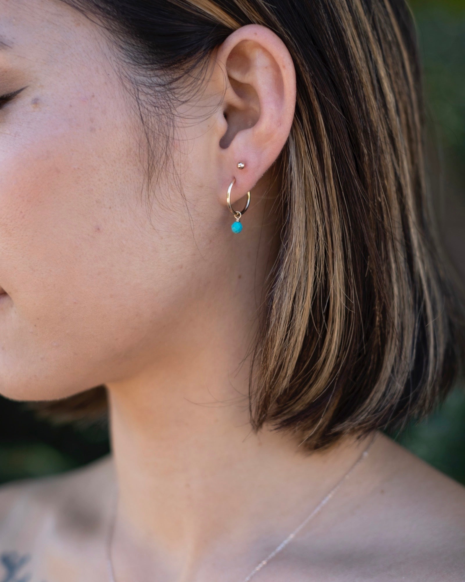 Petite Turquoise Infinity Hoops ERIJEWELRY