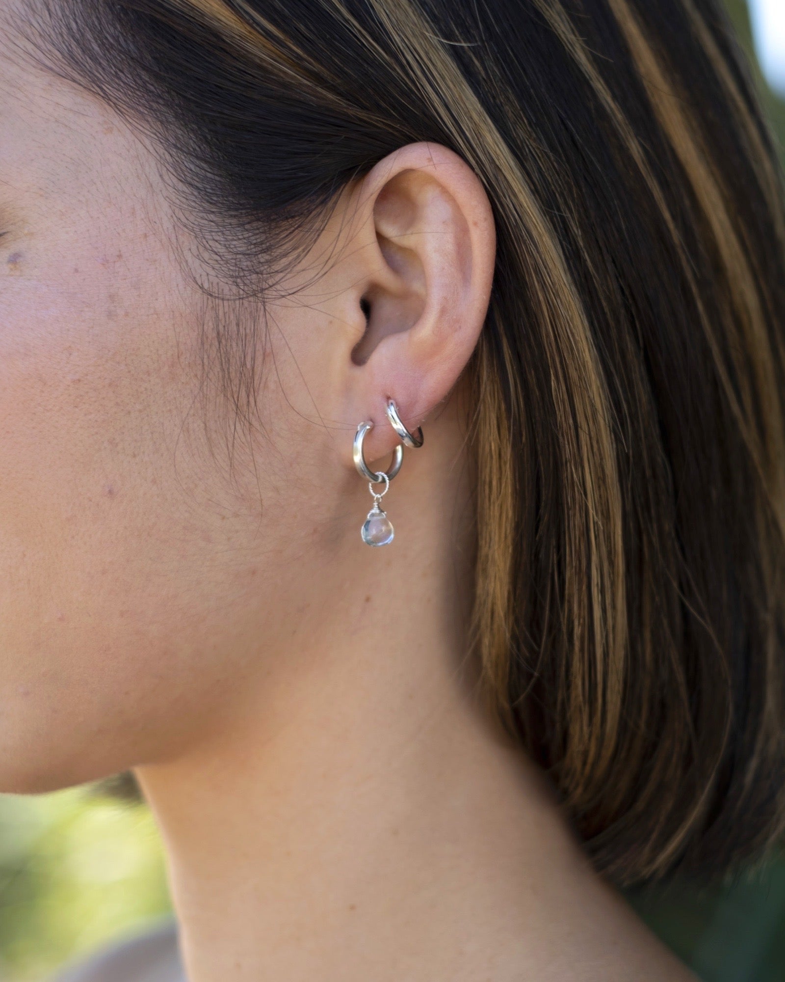 Aquamarine huggie hoop earrings ERIJEWELRY