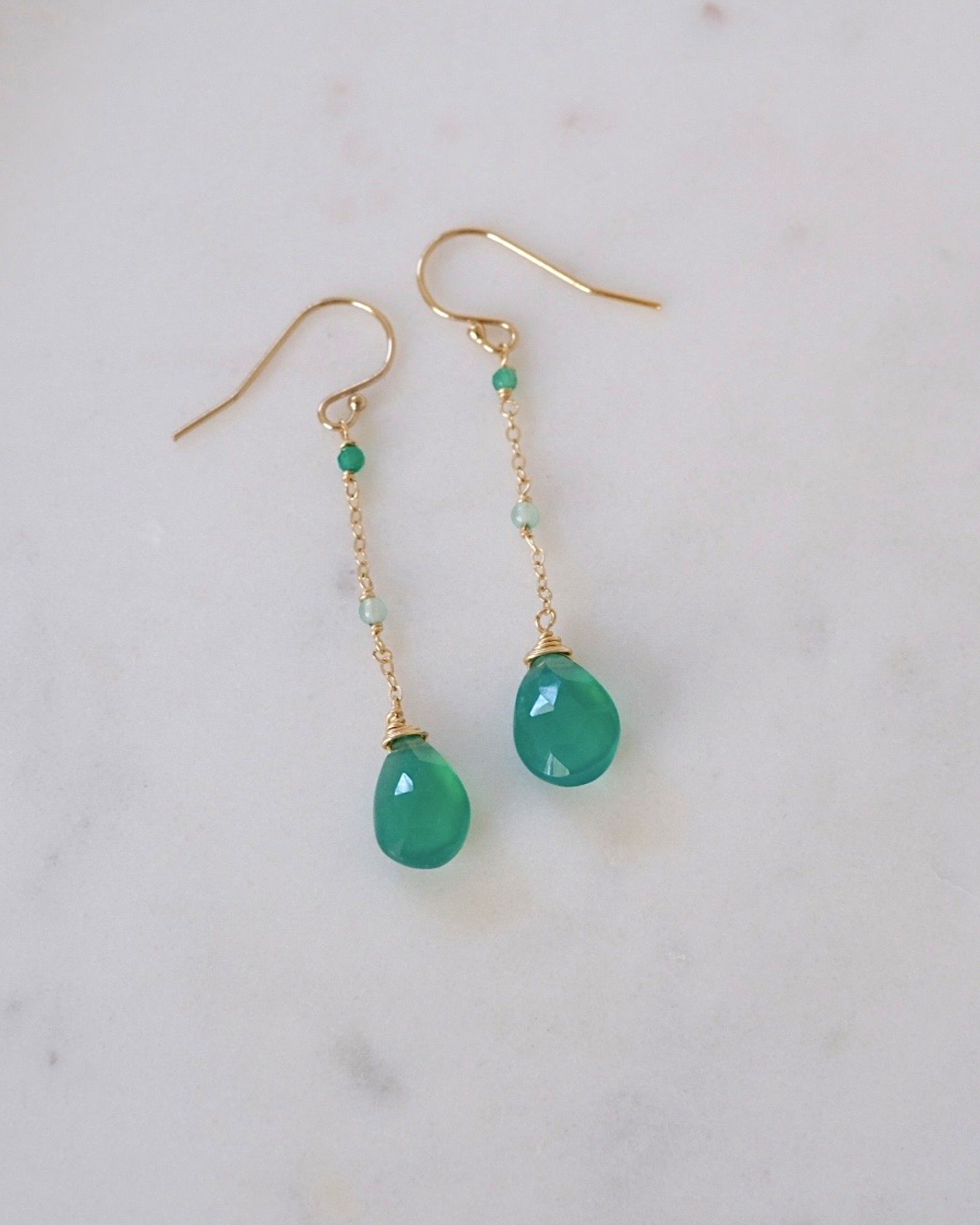 Green onyx mix drop earrings ERIJEWELRY