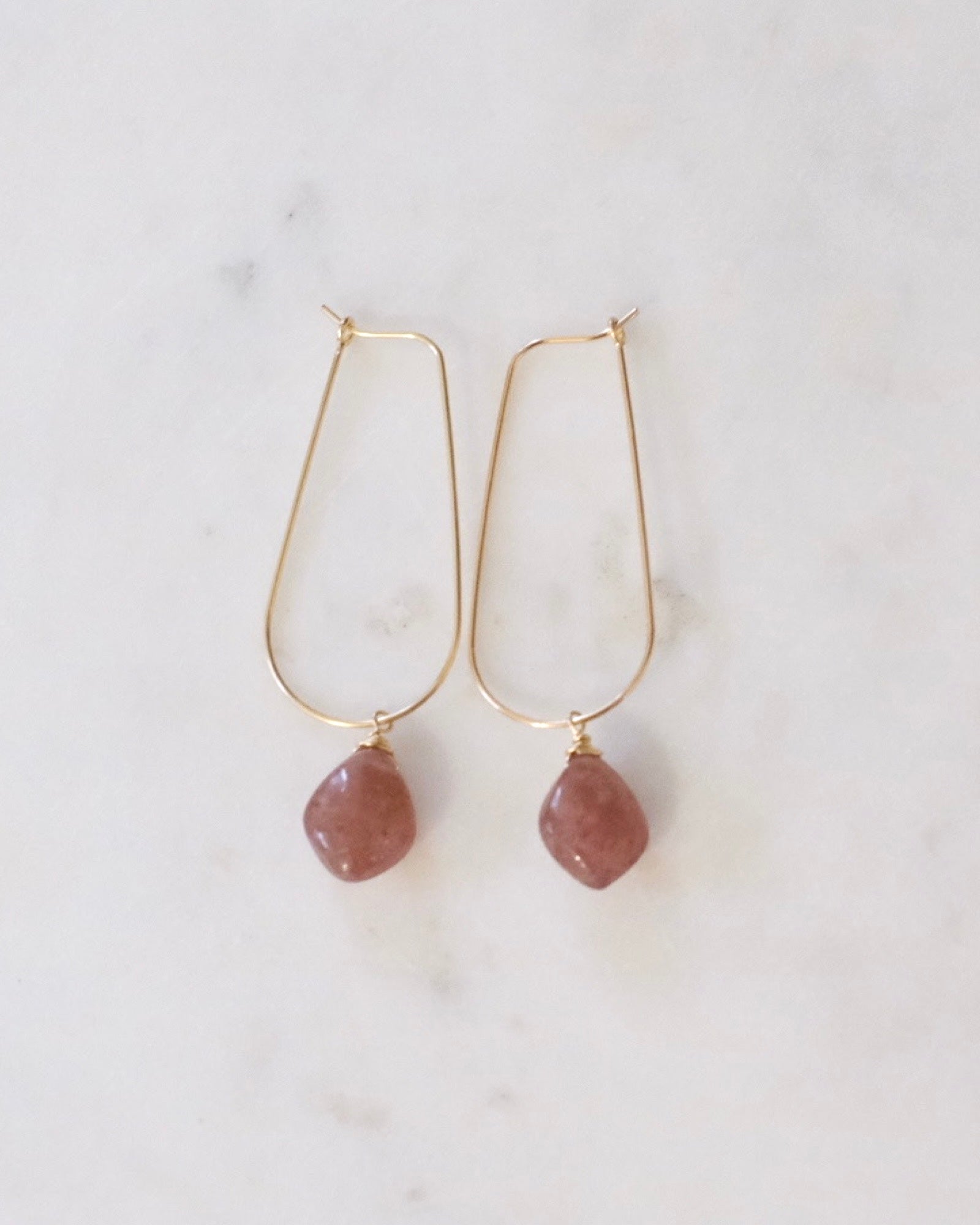 Strawberry quartz U hoops ERIJEWELRY
