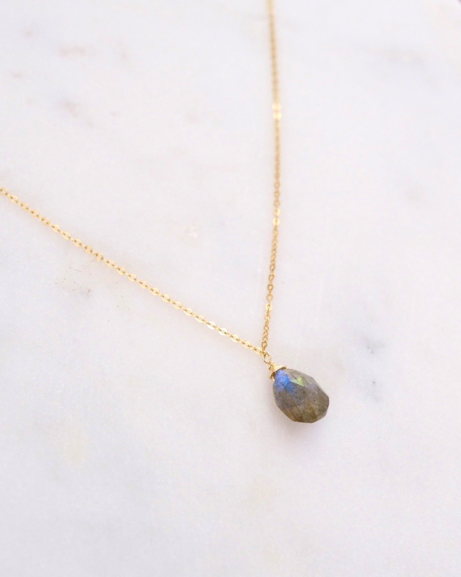 Labradorite Simple Drop Necklace ERIJEWELRY