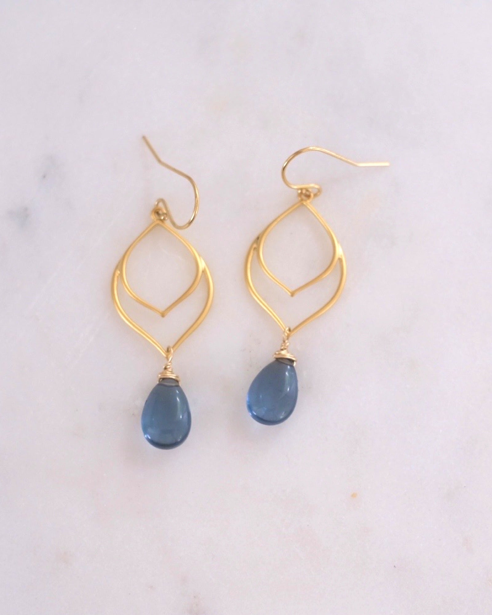 Siberian Blue Quartz Leaf Earrings ERIJEWELRY