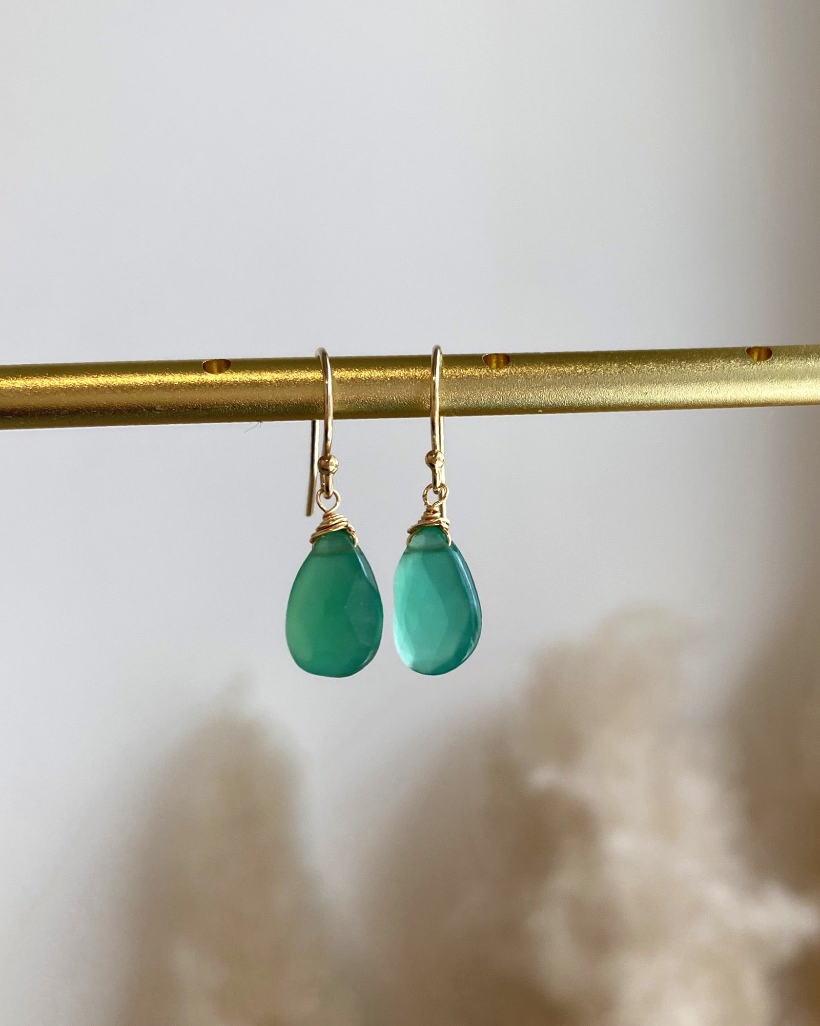Green Onyx Simple Earrings ERIJEWELRY