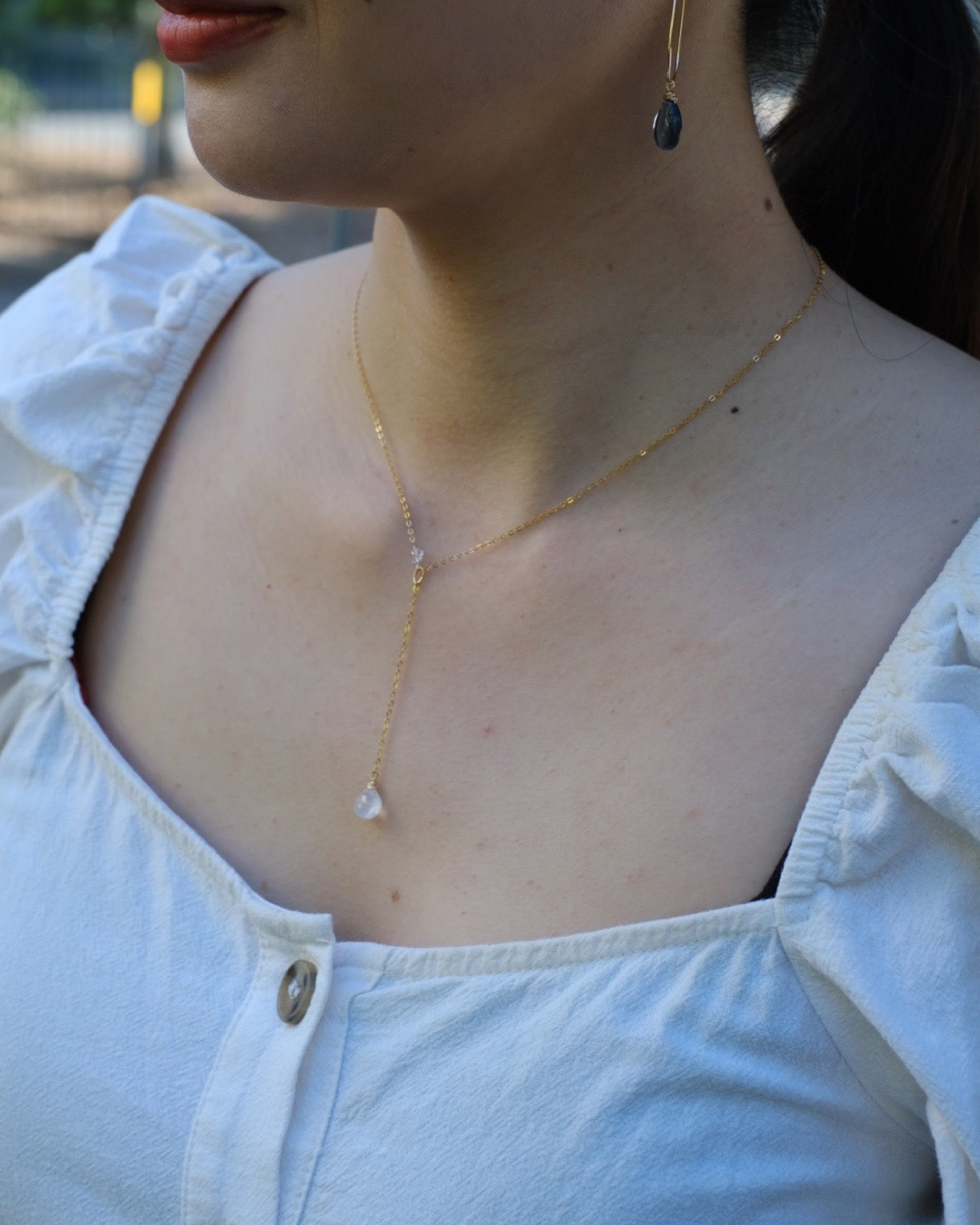Royal Blue Moonstone Y Necklace ERIJEWELRY