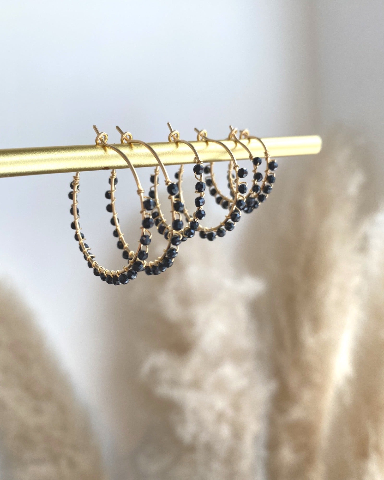 Black Onyx Hoop Earrings ERIJEWELRY