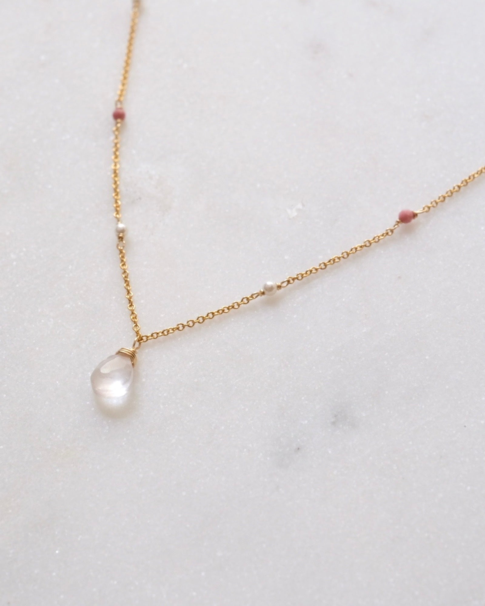 Rose quartz bohemian necklace ERIJEWELRY