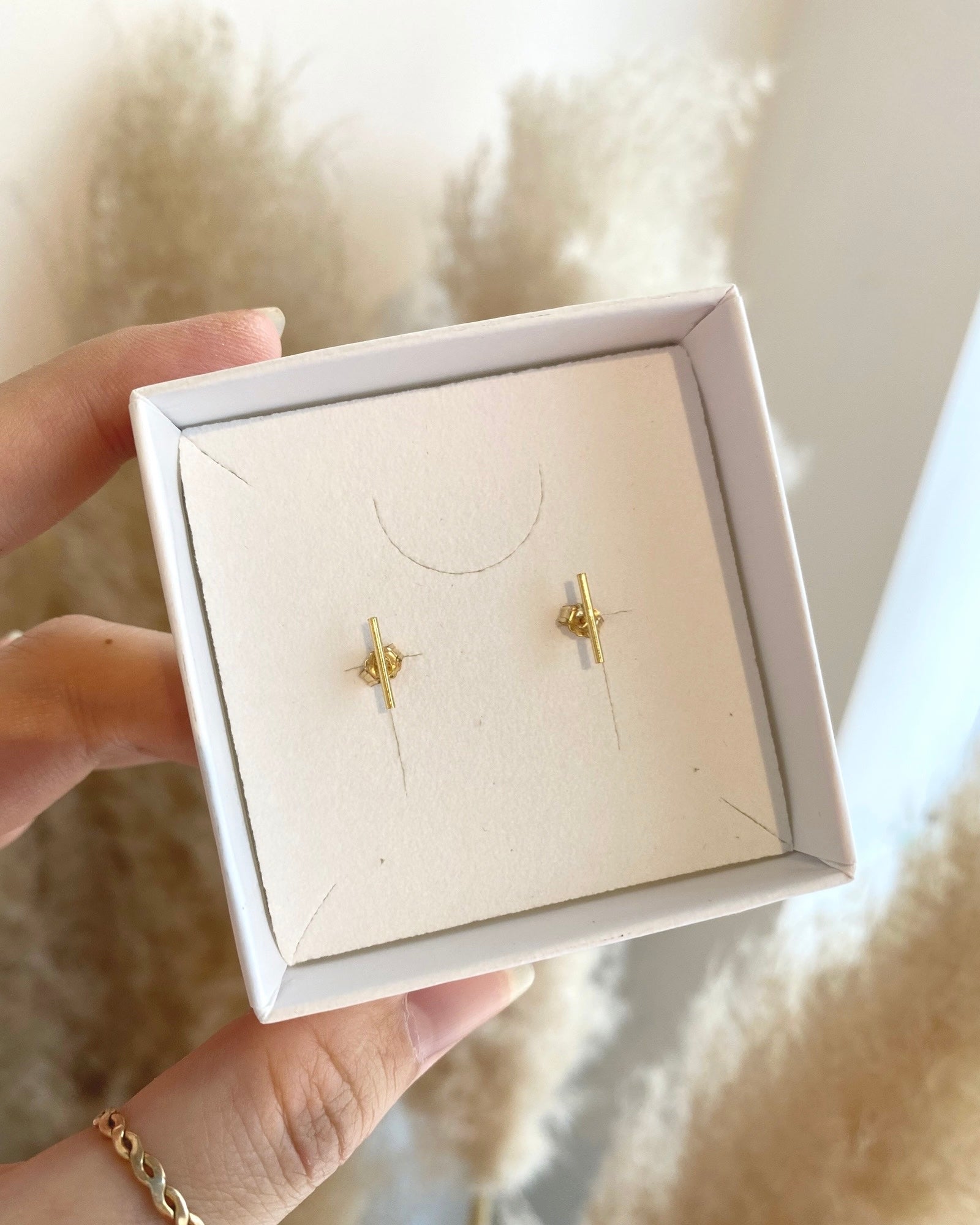 Gold Bar Stud Earrings ERIJEWELRY