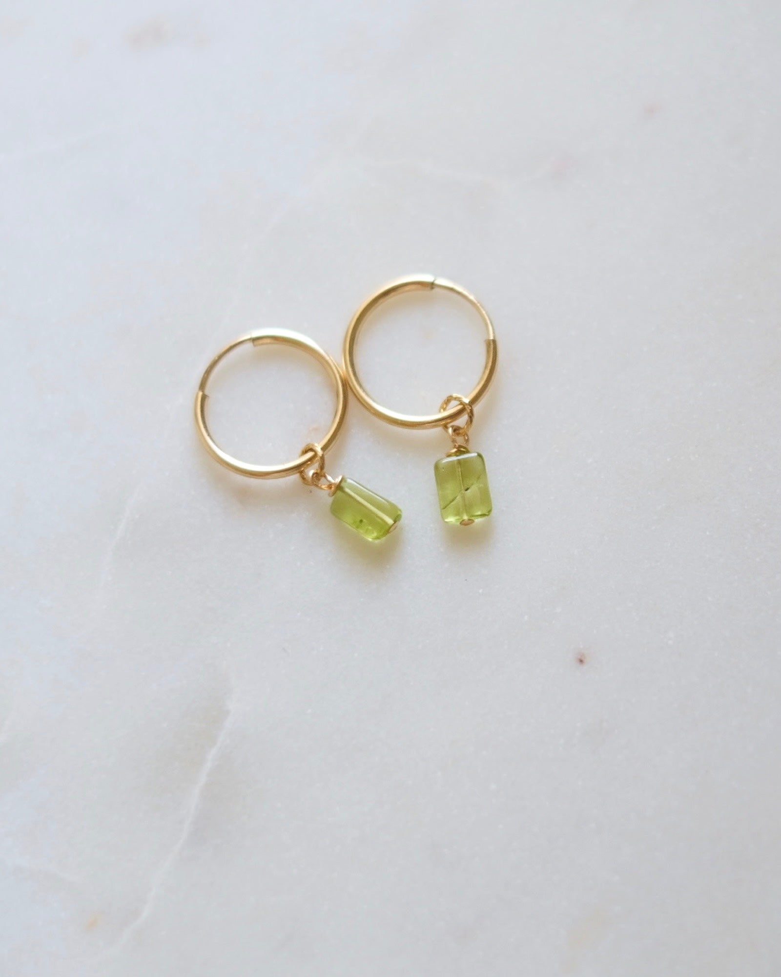 Peridot Square Mini Infinity Hoops ERIJEWELRY