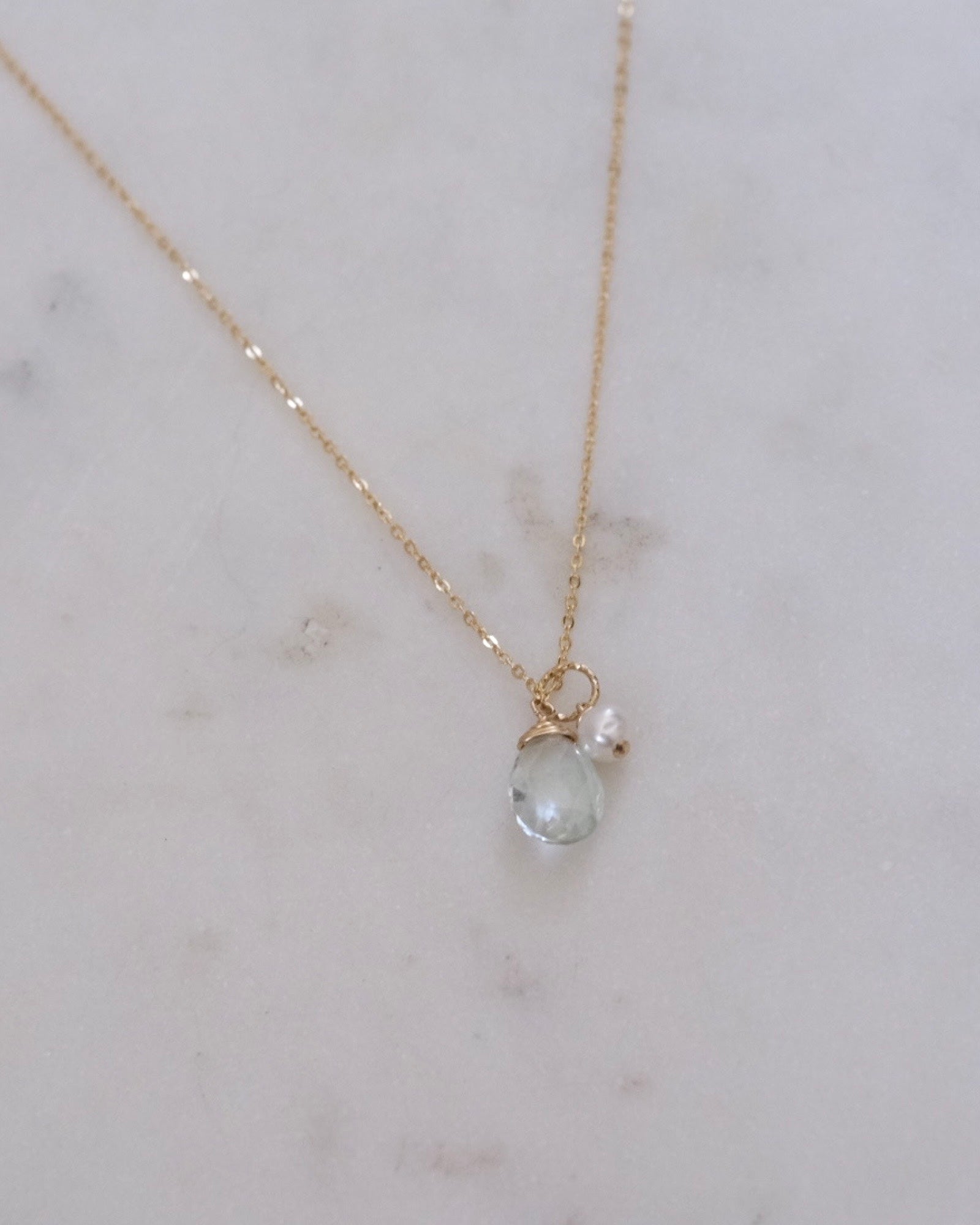 Aquamarine pearl Necklace ERIJEWELRY