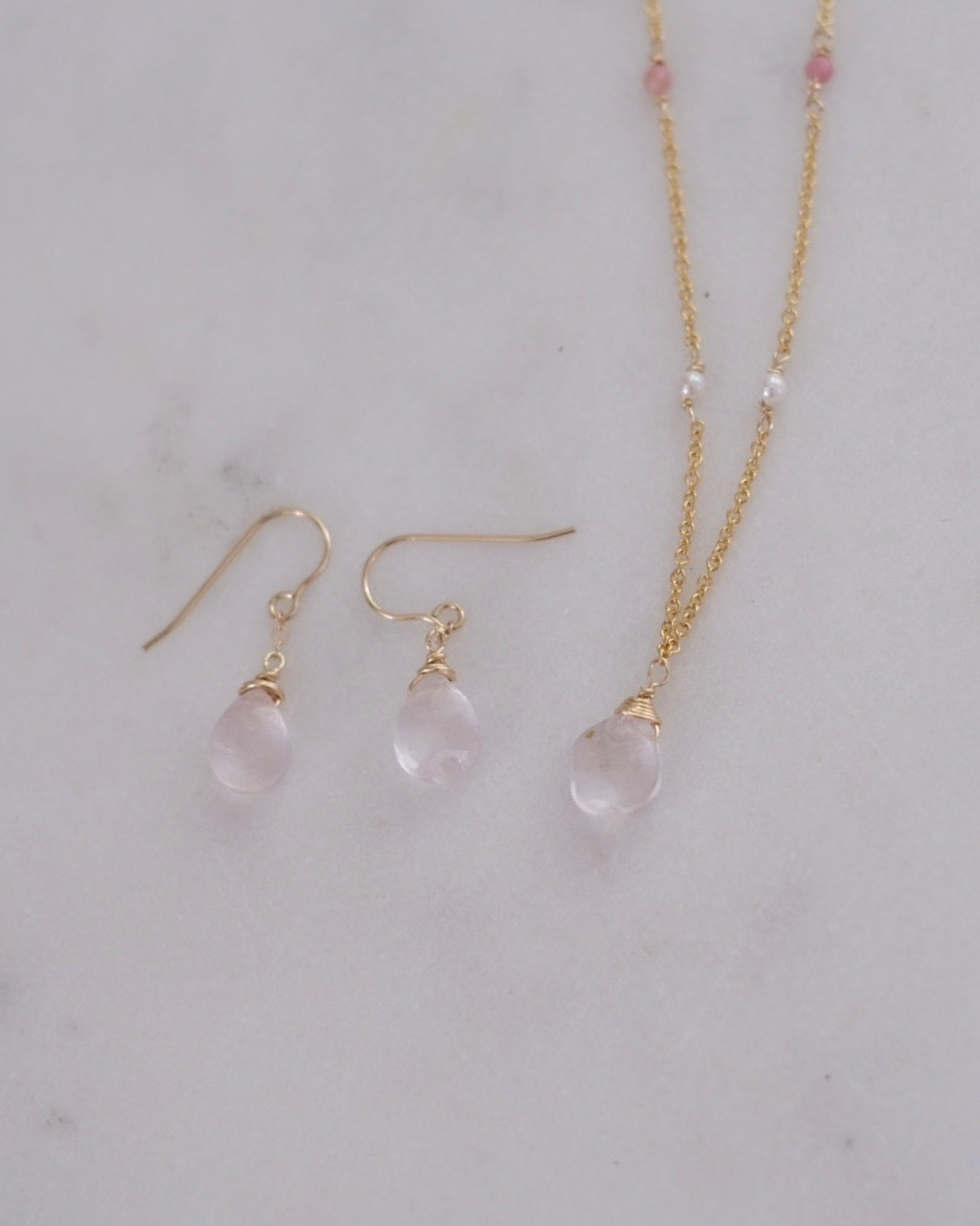 Rose quartz drop earrings ERIJEWELRY
