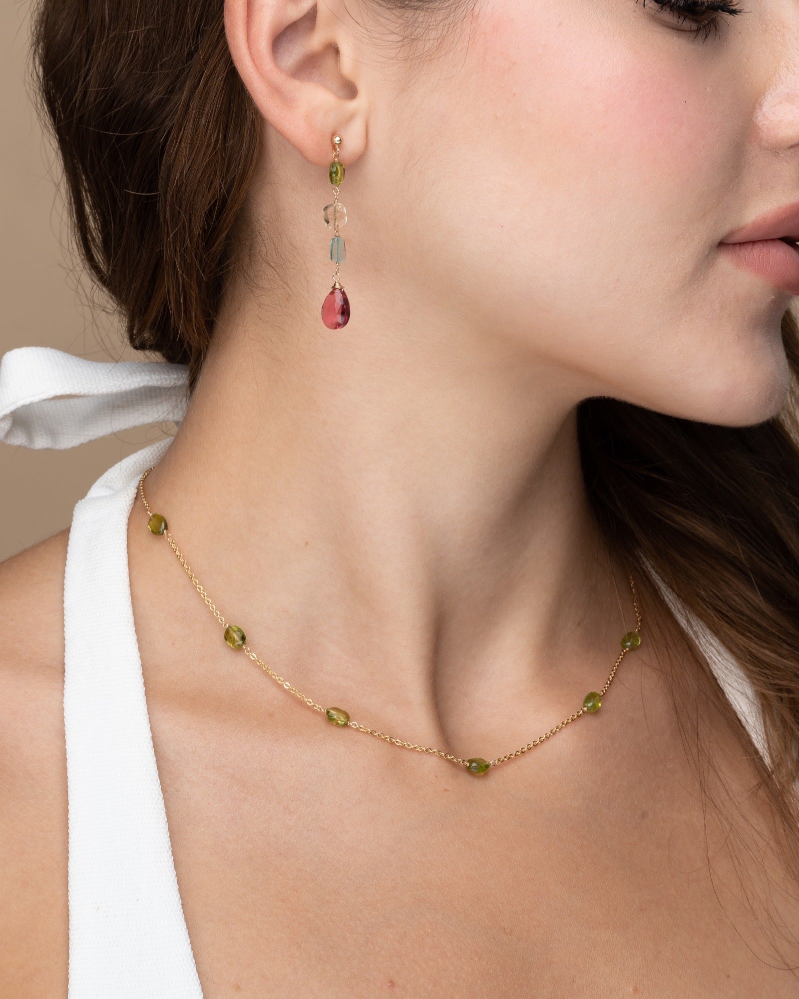 Peridot beaded Necklace ERIJEWELRY