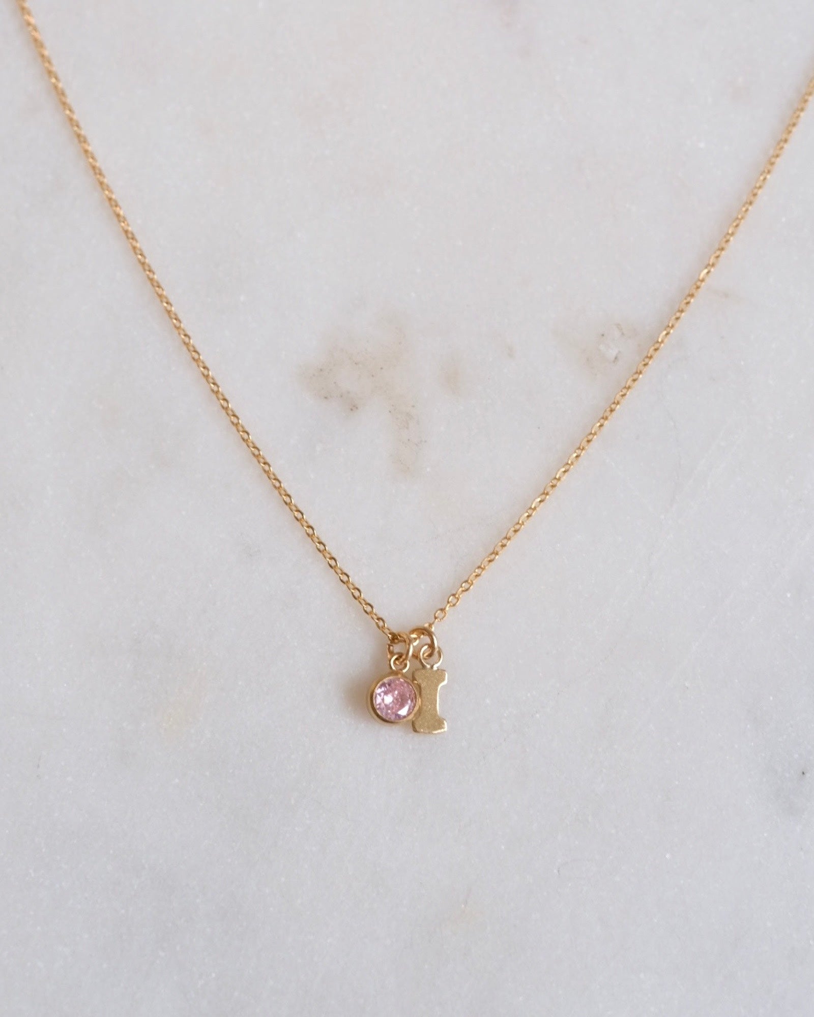 Initial I with Birthstone Necklace ERIJEWELRY