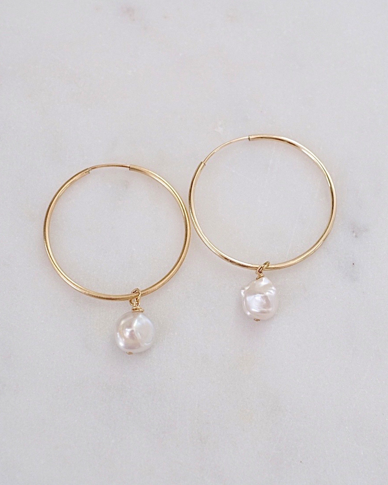 Keshi Pearl Hoop Earrings ERIJEWELRY