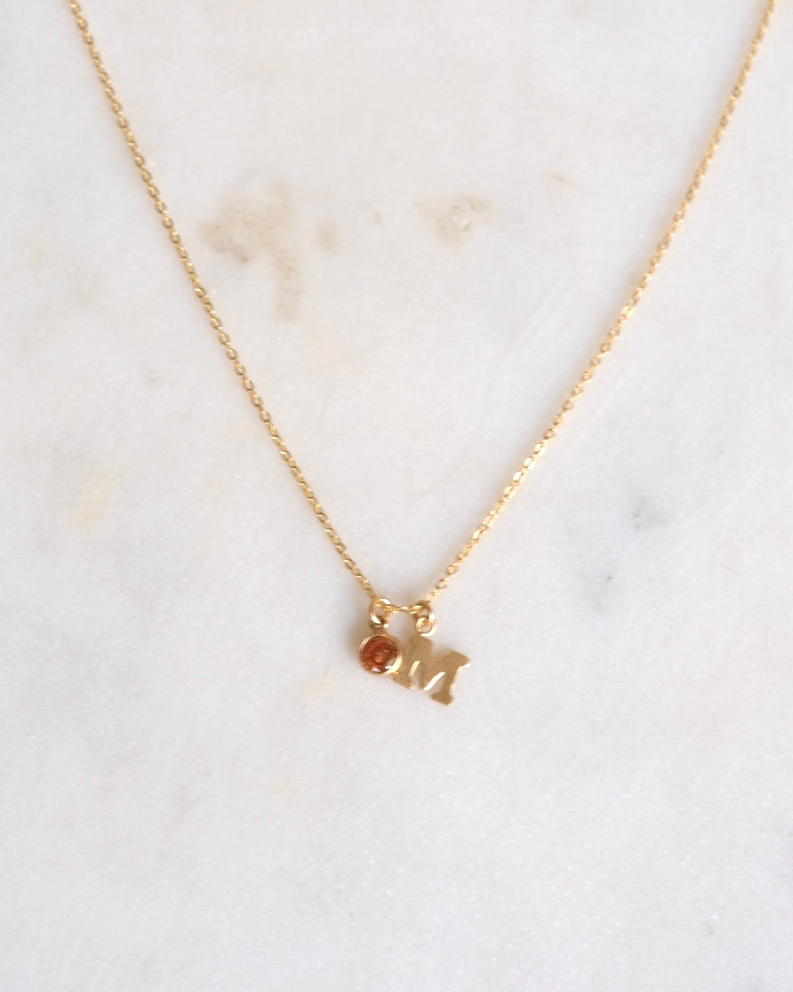 Initial M with Birthstone Necklace ERIJEWELRY