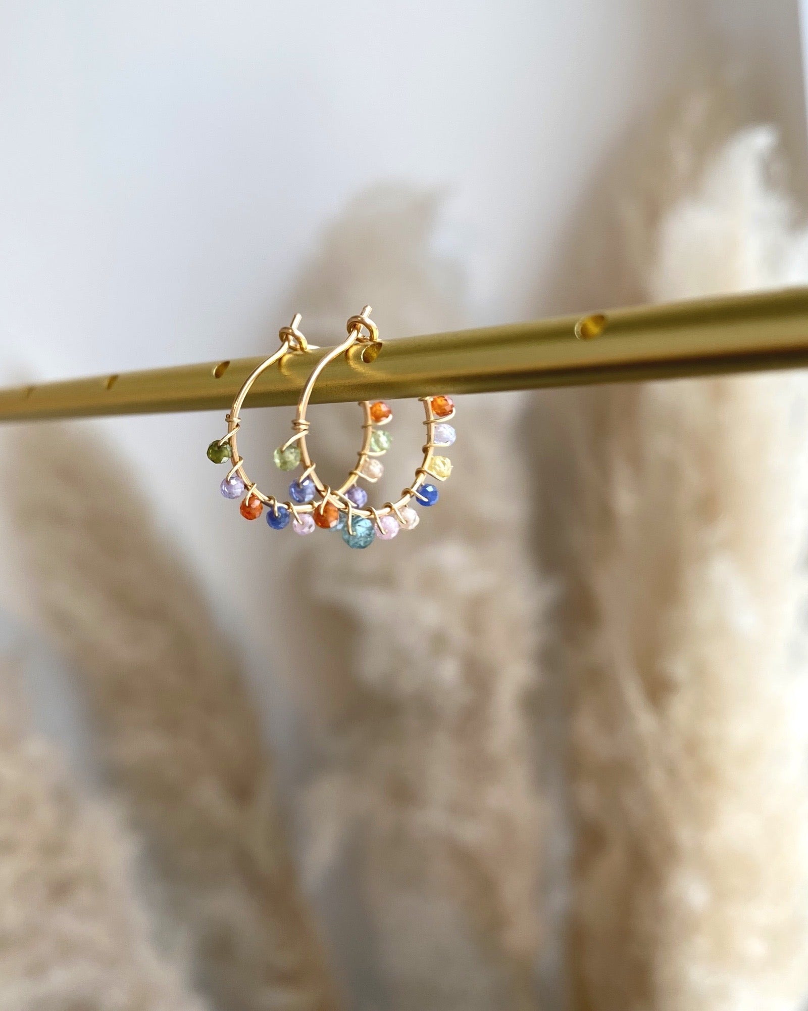 Multi Gem Hoop Earrings ERIJEWELRY