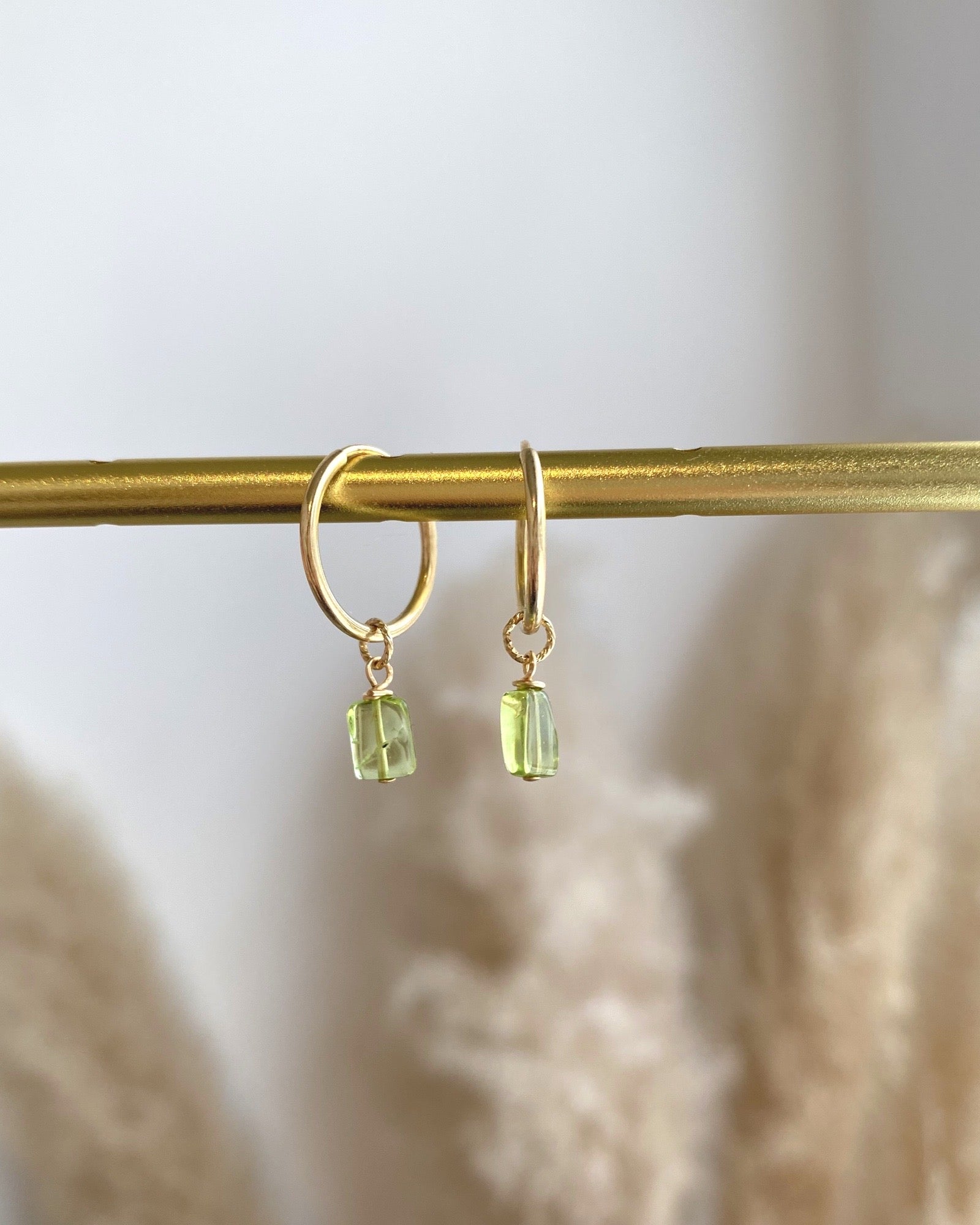 Peridot Square Mini Infinity Hoops ERIJEWELRY