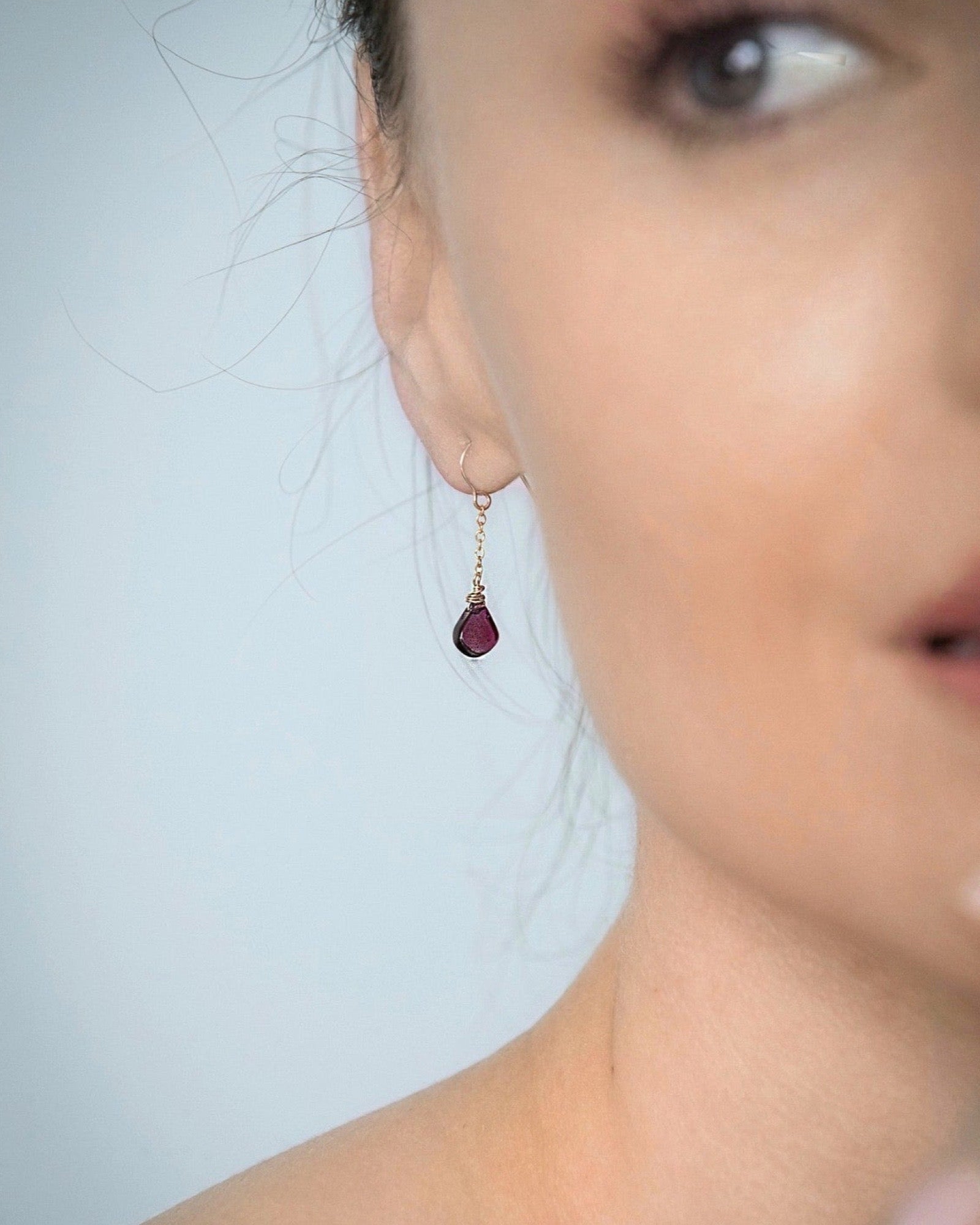 Garnet simple Earrings ERIJEWELRY
