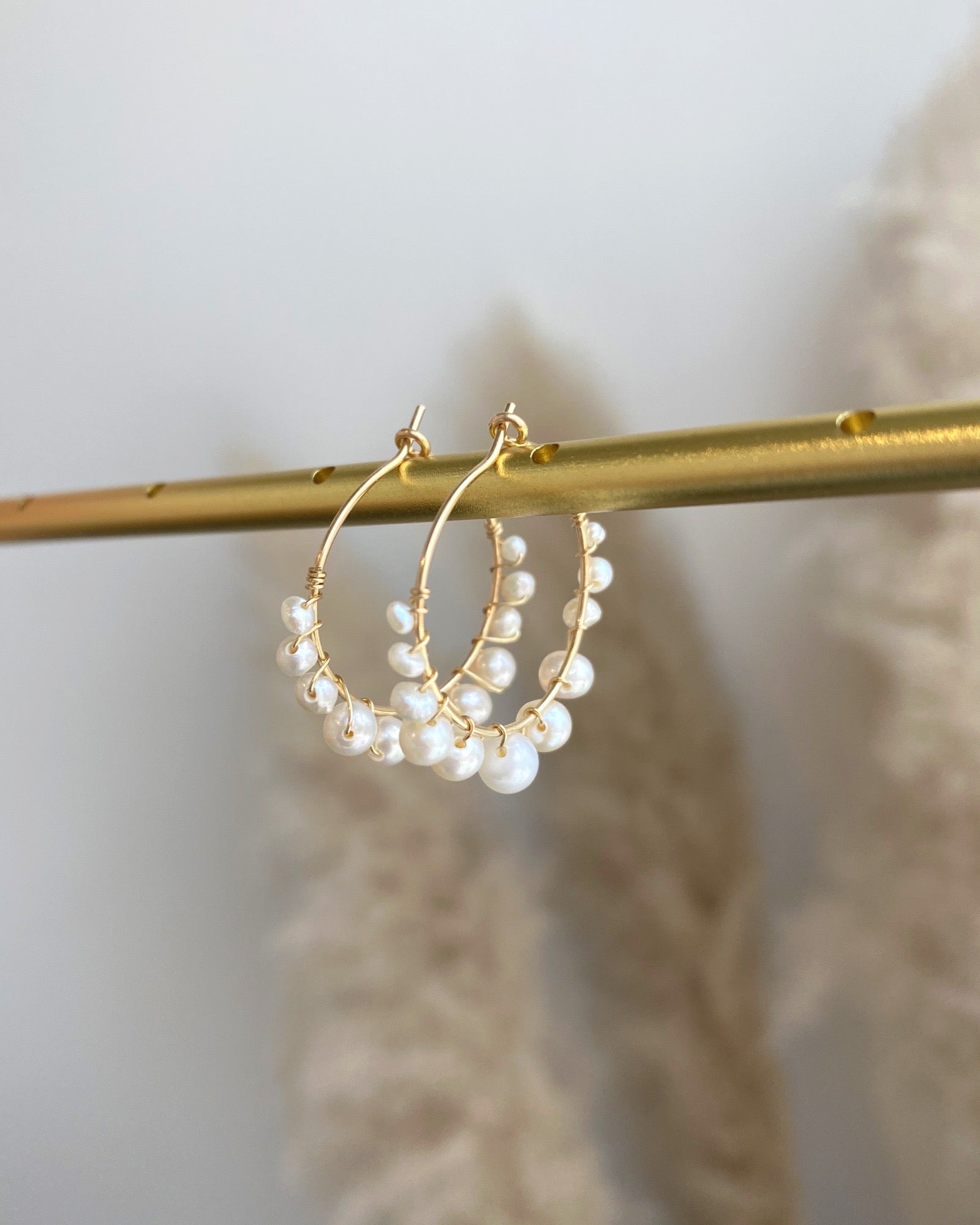 Bubble Pearl Hoop Earrings ERIJEWELRY