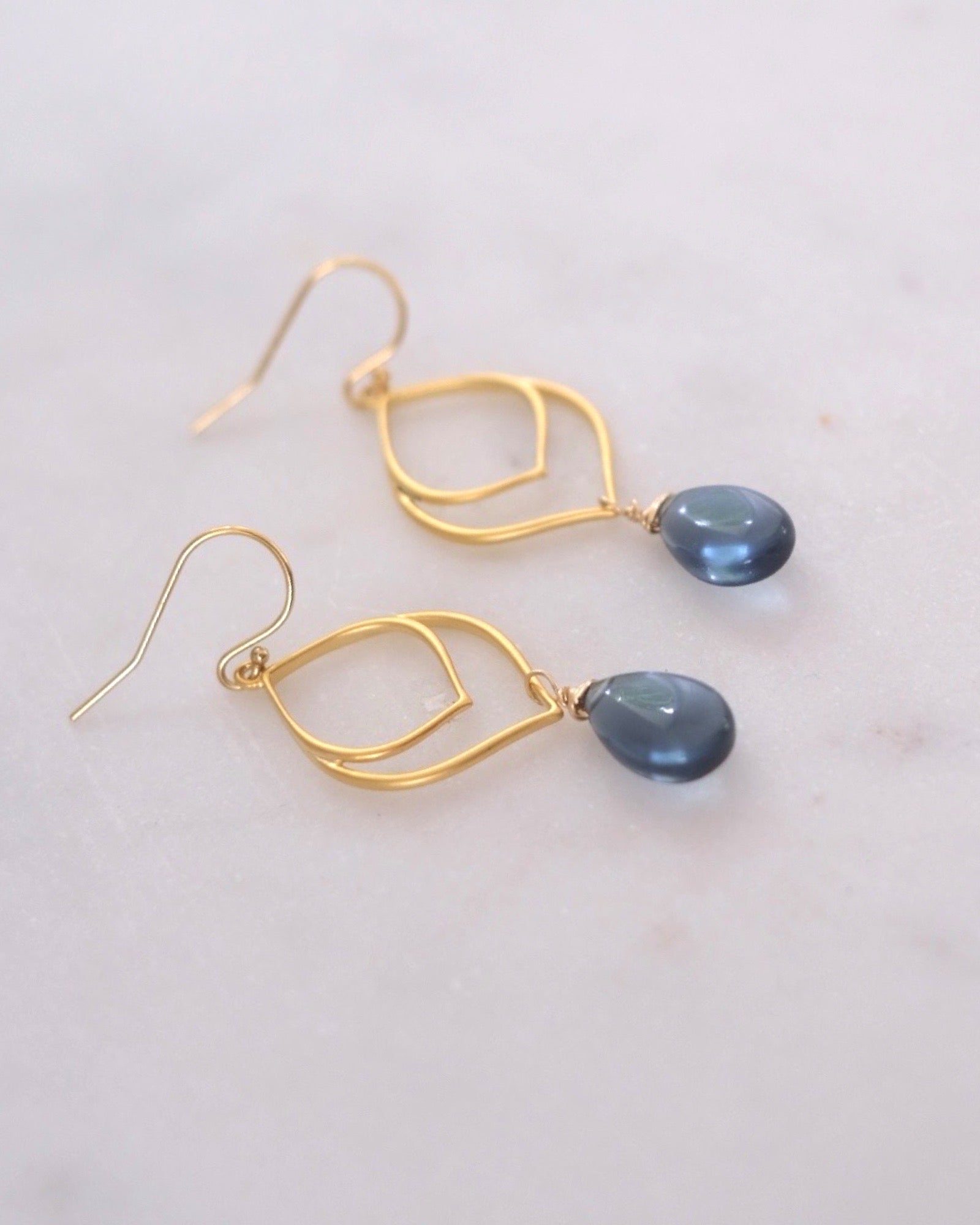 Siberian Blue Quartz Leaf Earrings ERIJEWELRY