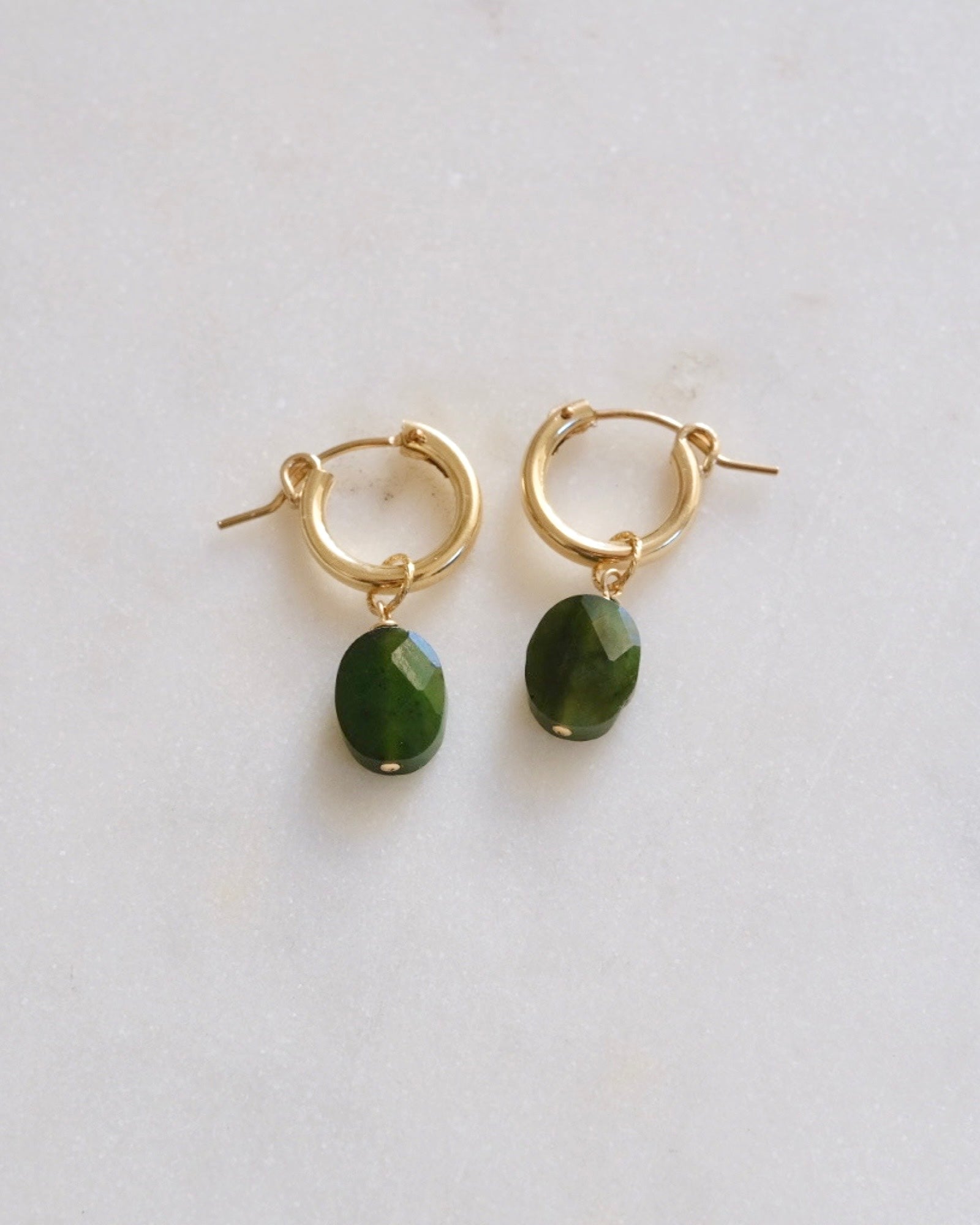 Jade Huggie Hoops ERIJEWELRY