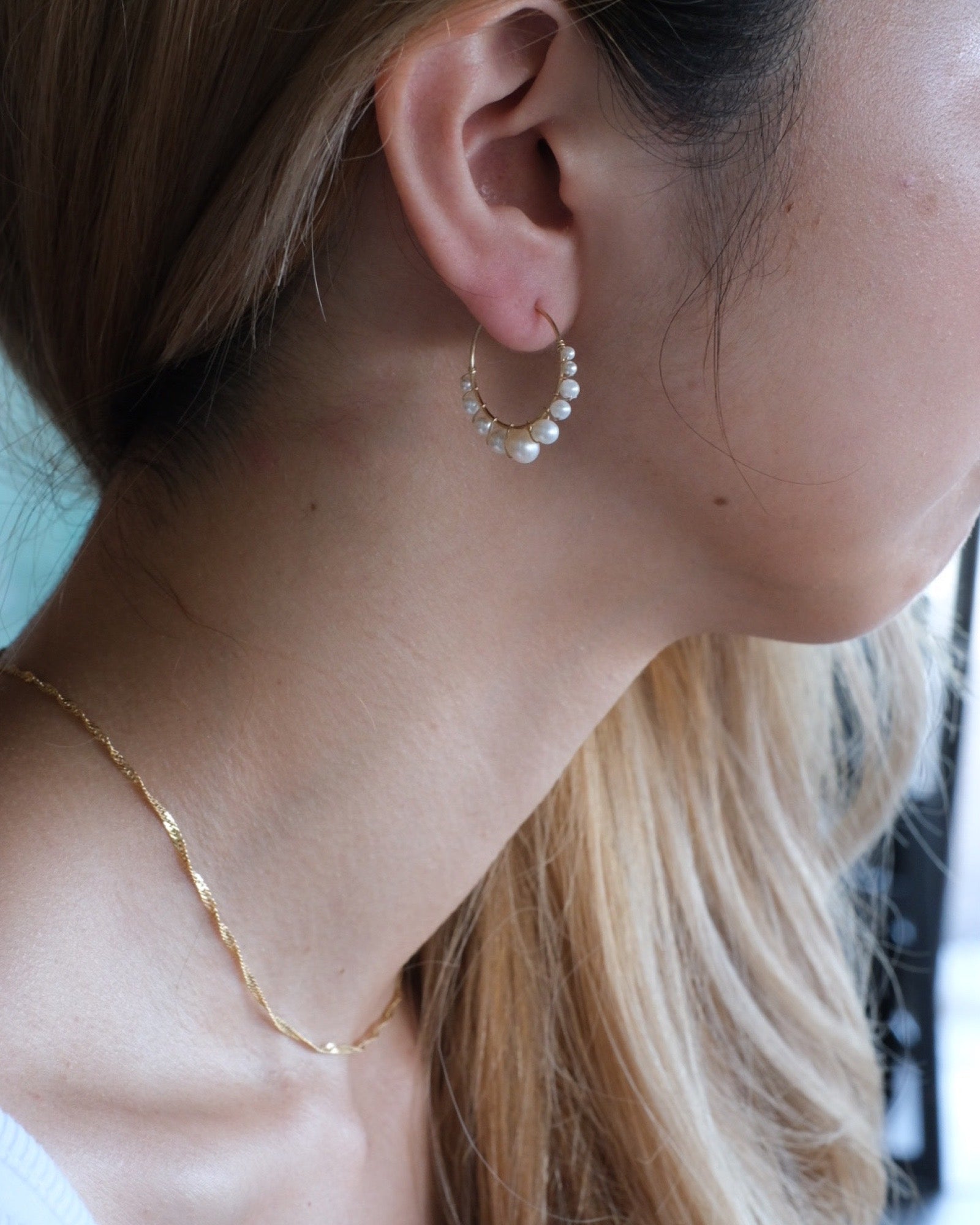Bubble Pearl Hoop Earrings ERIJEWELRY
