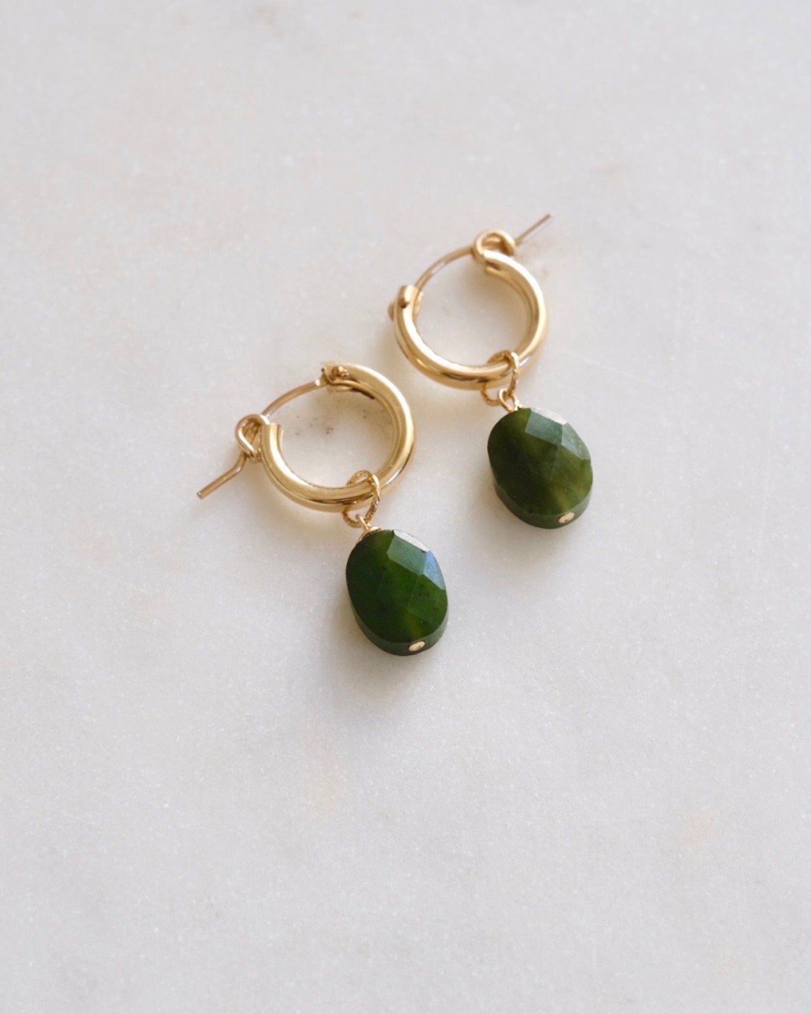 Jade Huggie Hoops ERIJEWELRY