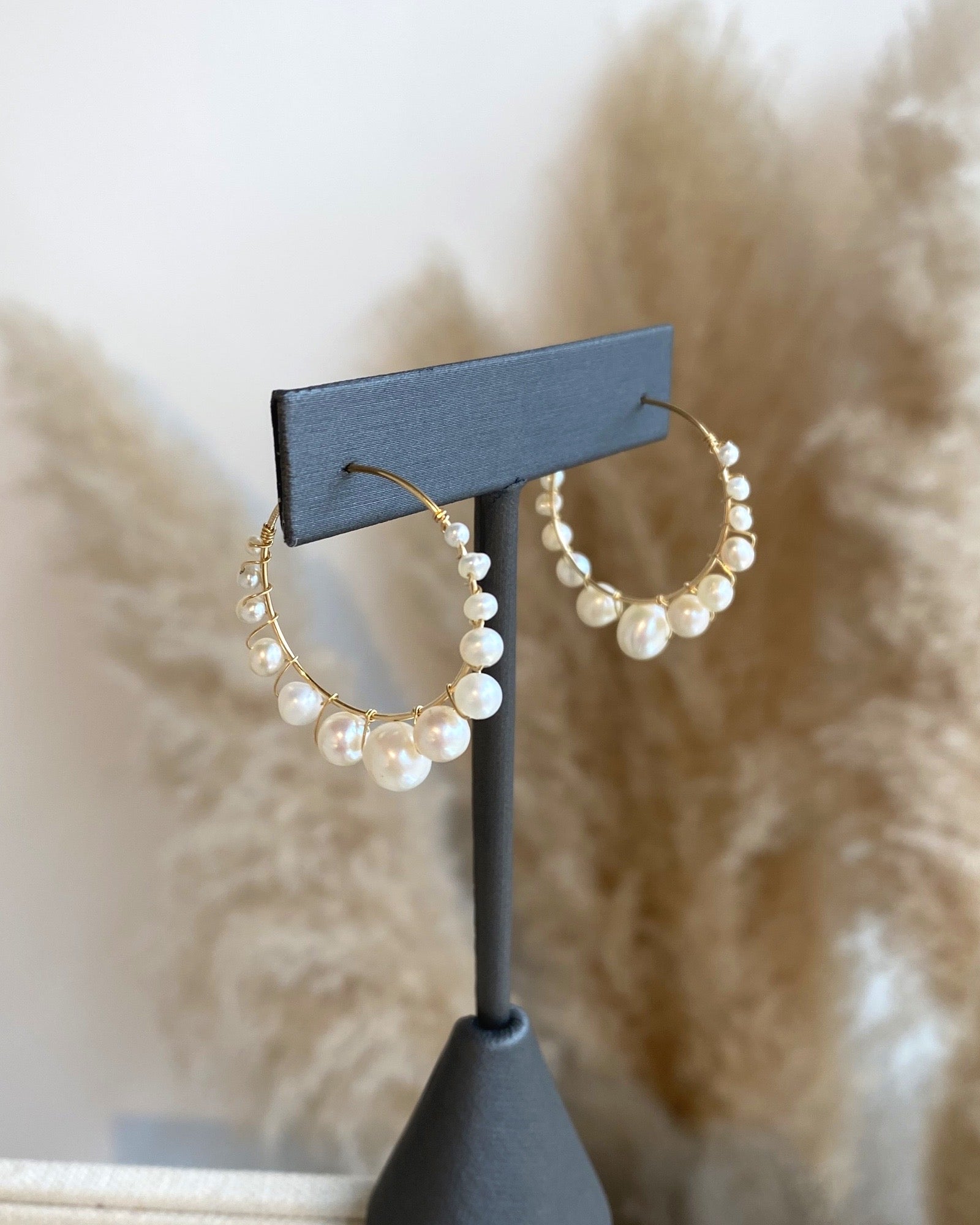 Bubble Pearl Hoop Earrings ERIJEWELRY