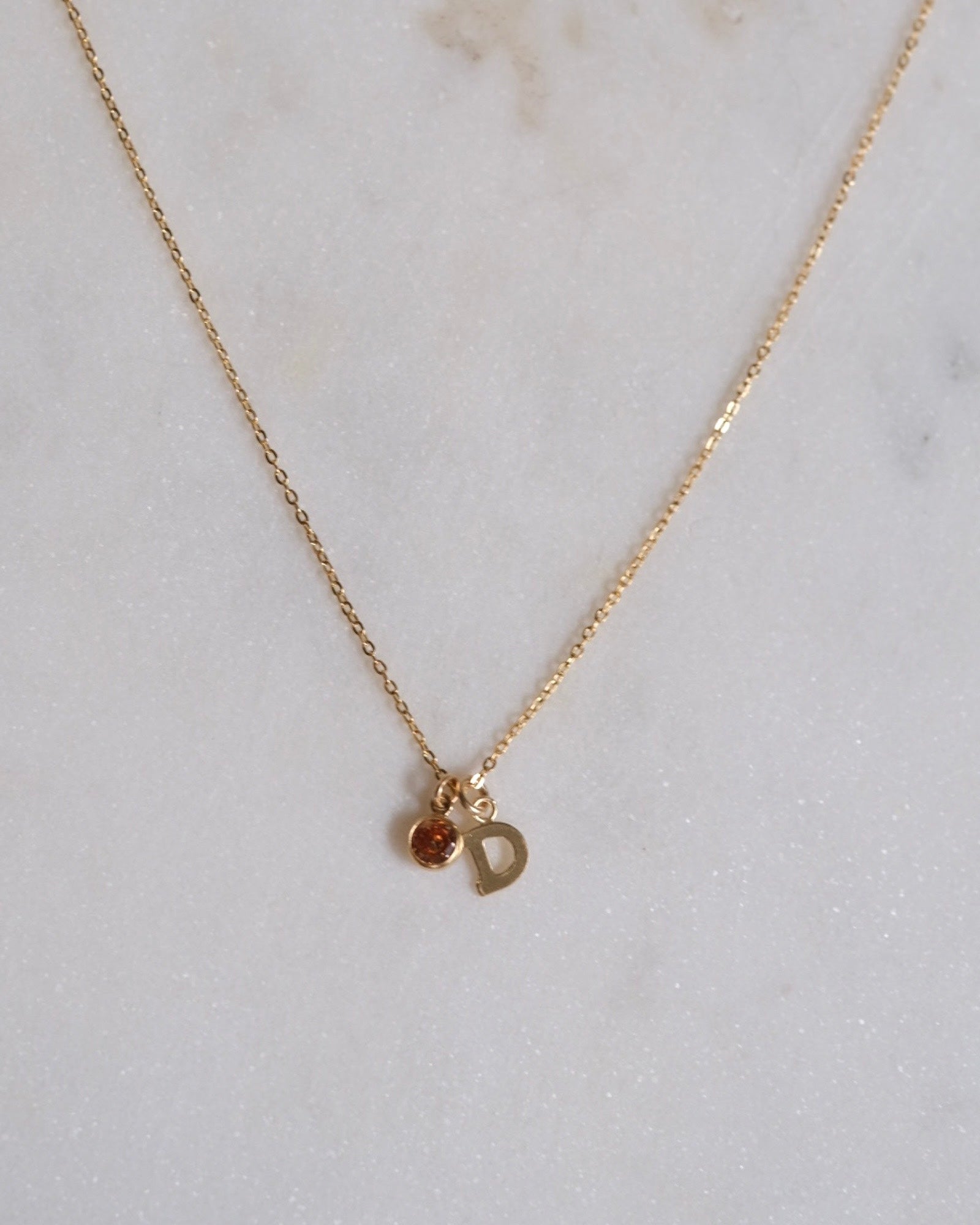 Initial D with Birthstone Necklace ERIJEWELRY