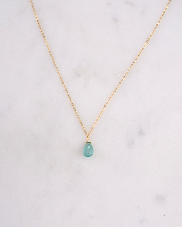 Emerald Simple Drop Necklace