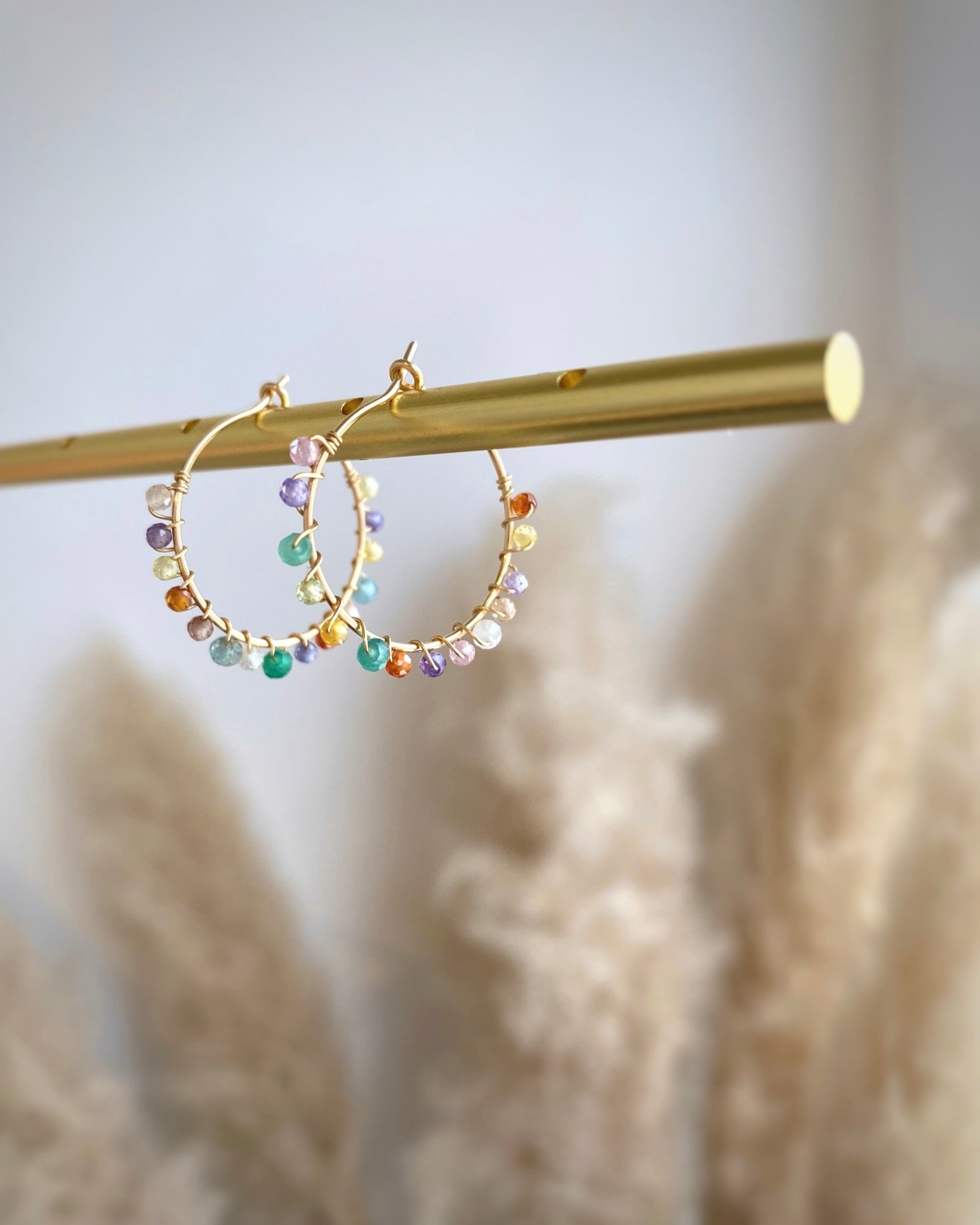Multi Gem Hoop Earrings ERIJEWELRY