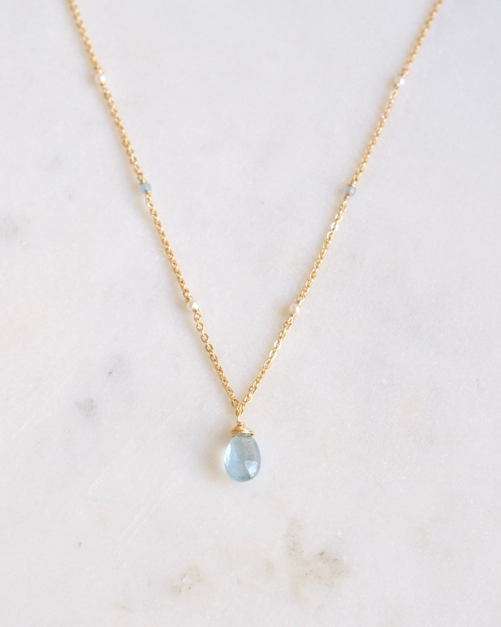Aquamarine Bohemian Drop Necklace ERIJEWELRY